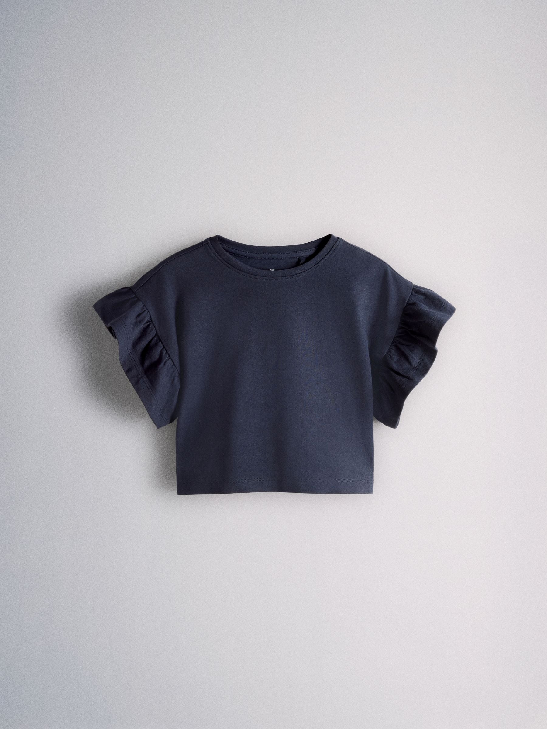 The Set 4 Pack Frill Sleeve Cotton T-Shirts Navy Blue/Ecru/Stripe