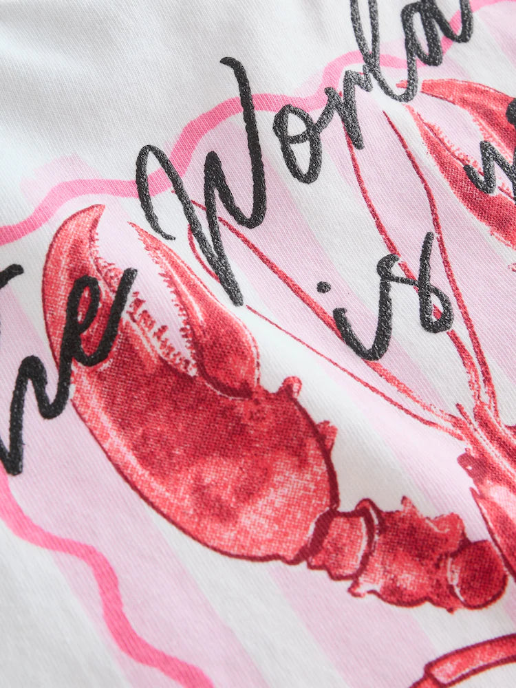 Baker by Ted Baker 2 Piece Oversized Lobster Graphic Tee & Stripe Short Set