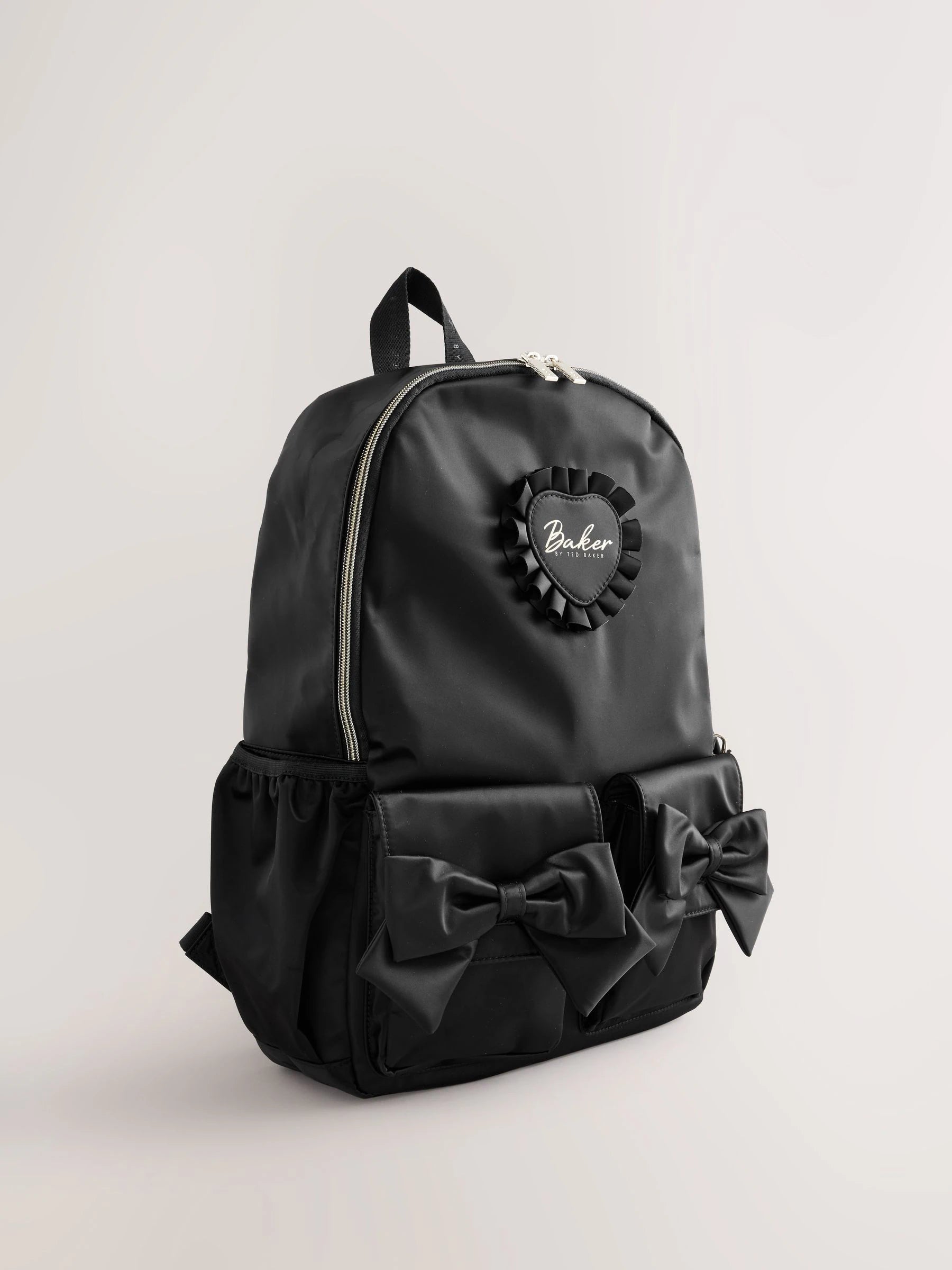 Baker by Ted Baker Black Back to School Childrens Satin Bow Backpack