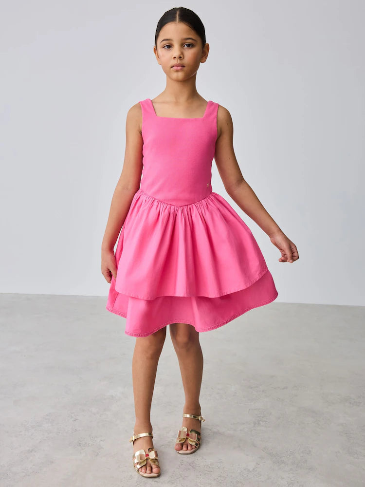 Baker by Ted Baker Pink Waisted Double Layer Skirted Dress