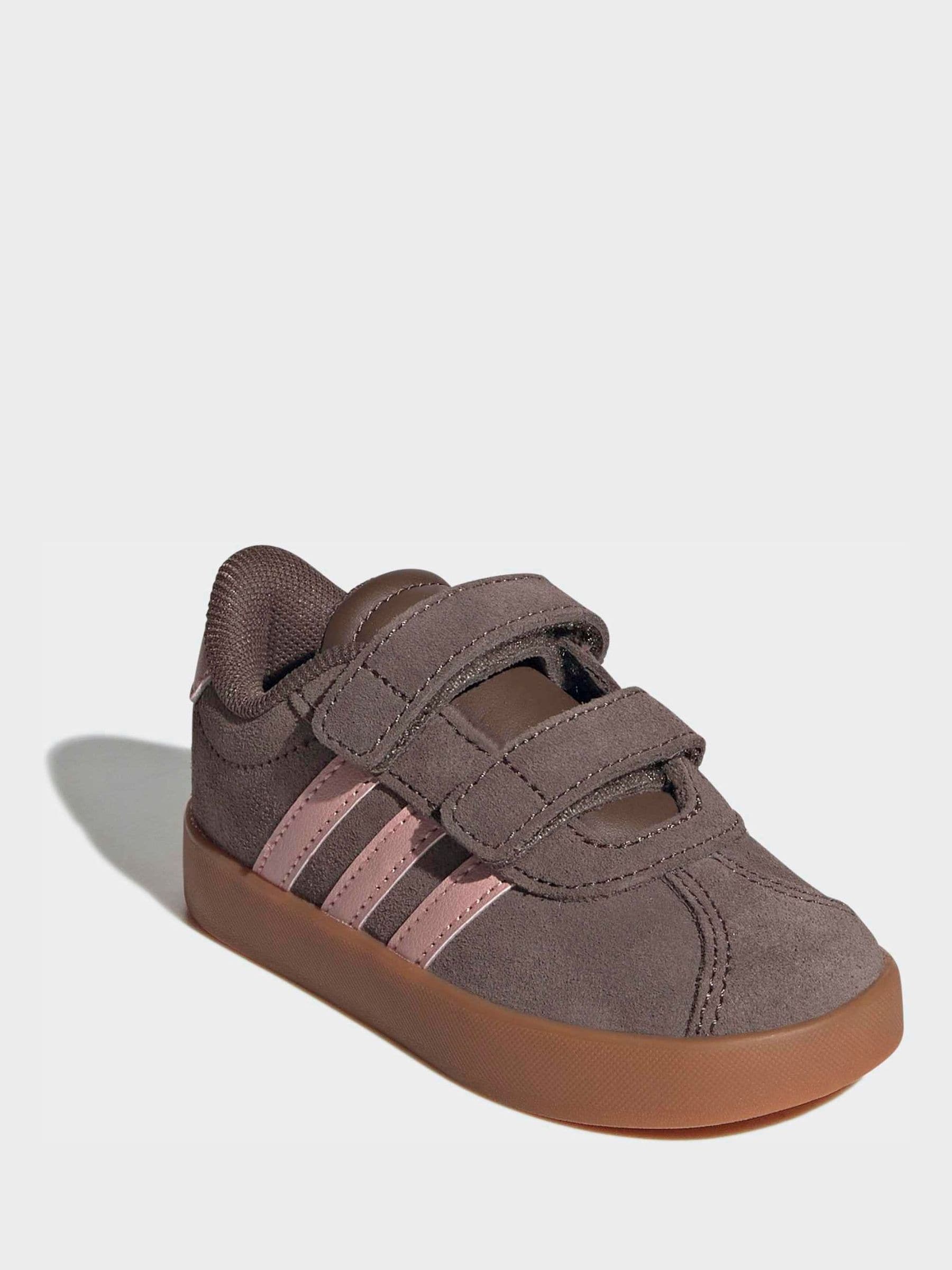 adidas Brown/Pink VL Court 3.0 Hook and Loop Infant Trainers