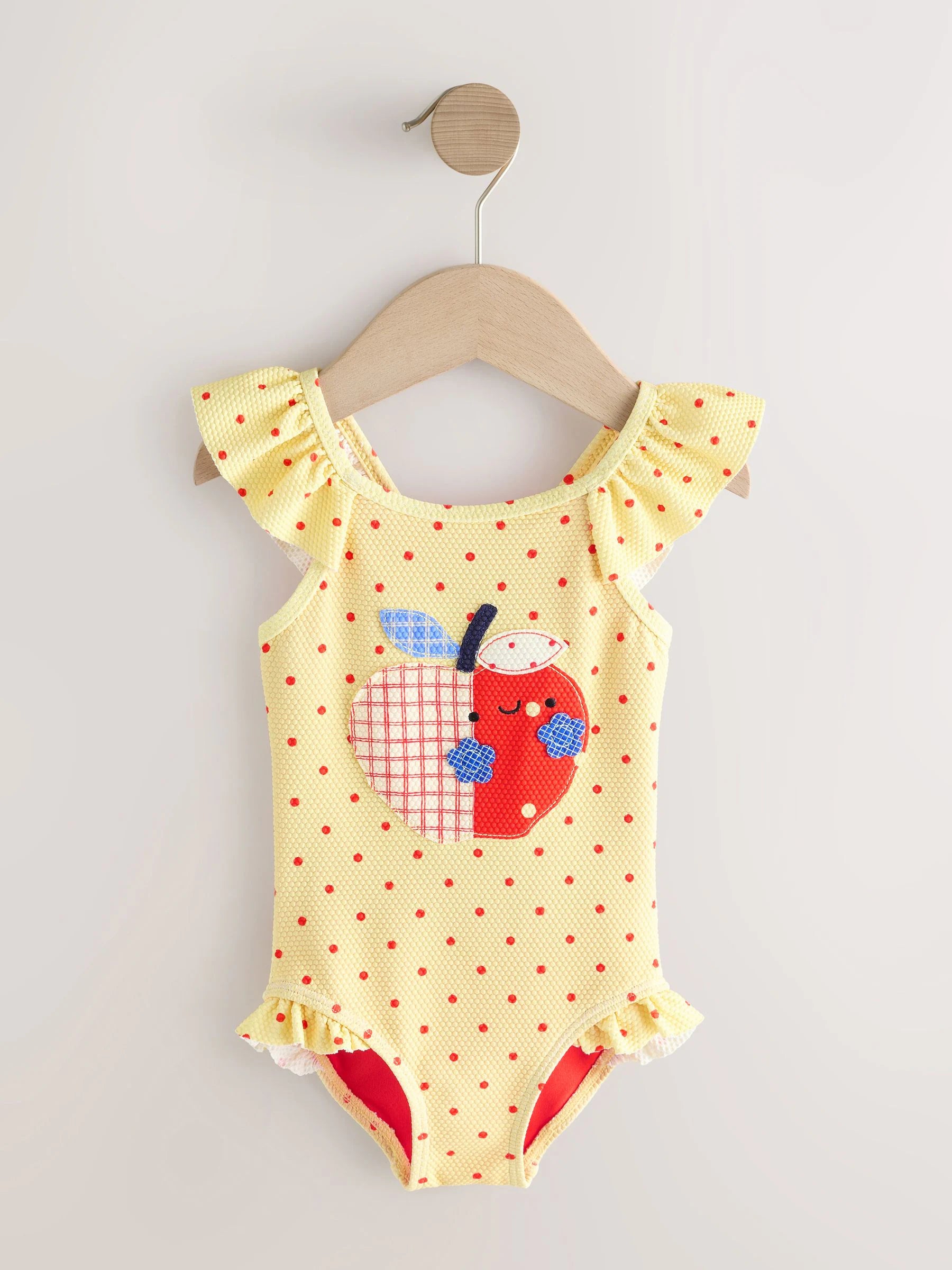 Yellow Apple Polka Dot Frill Swimsuit (3mths-7yrs)
