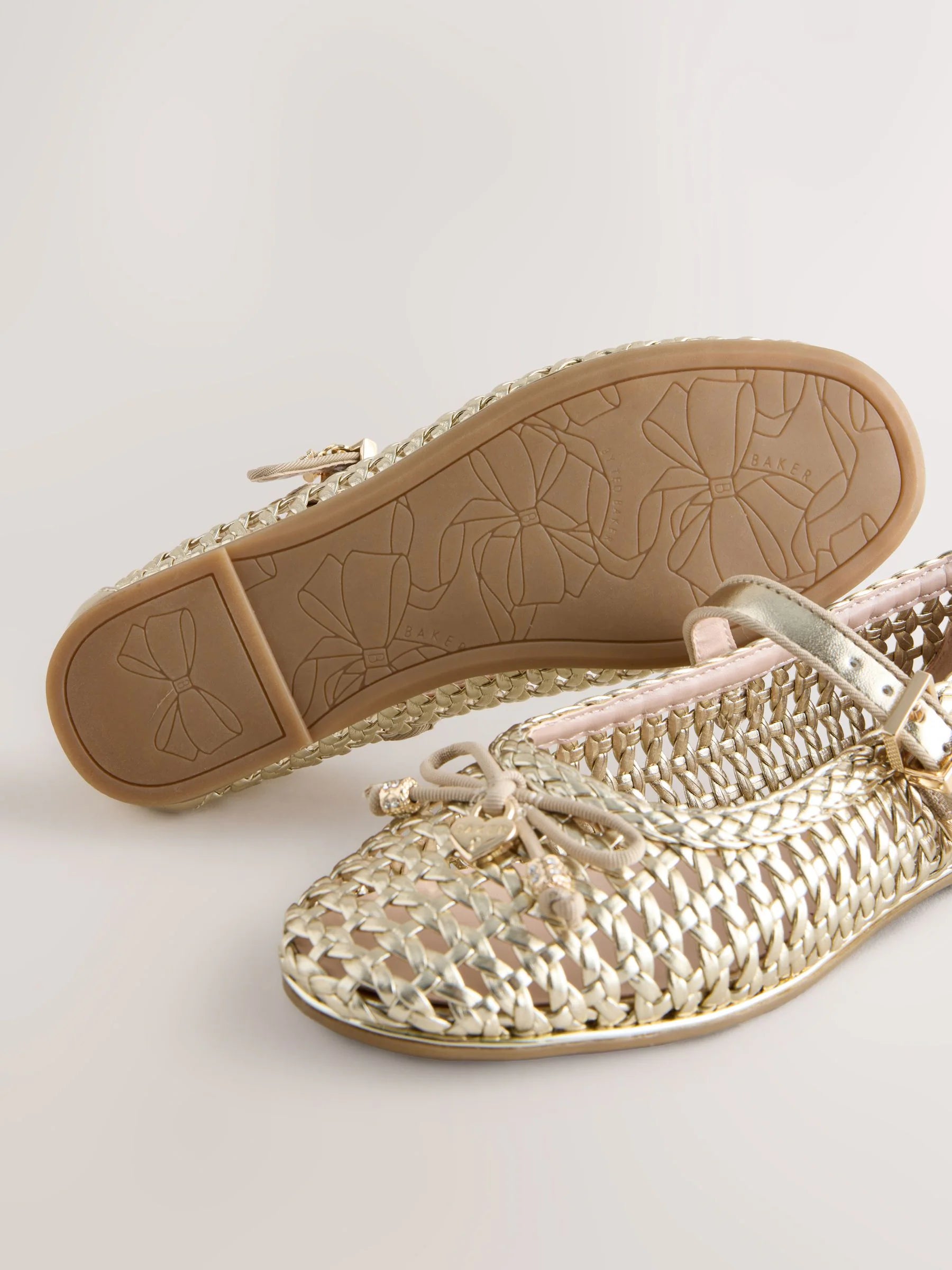 Baker by Ted Baker Woven Gold Mary Jane Shoes