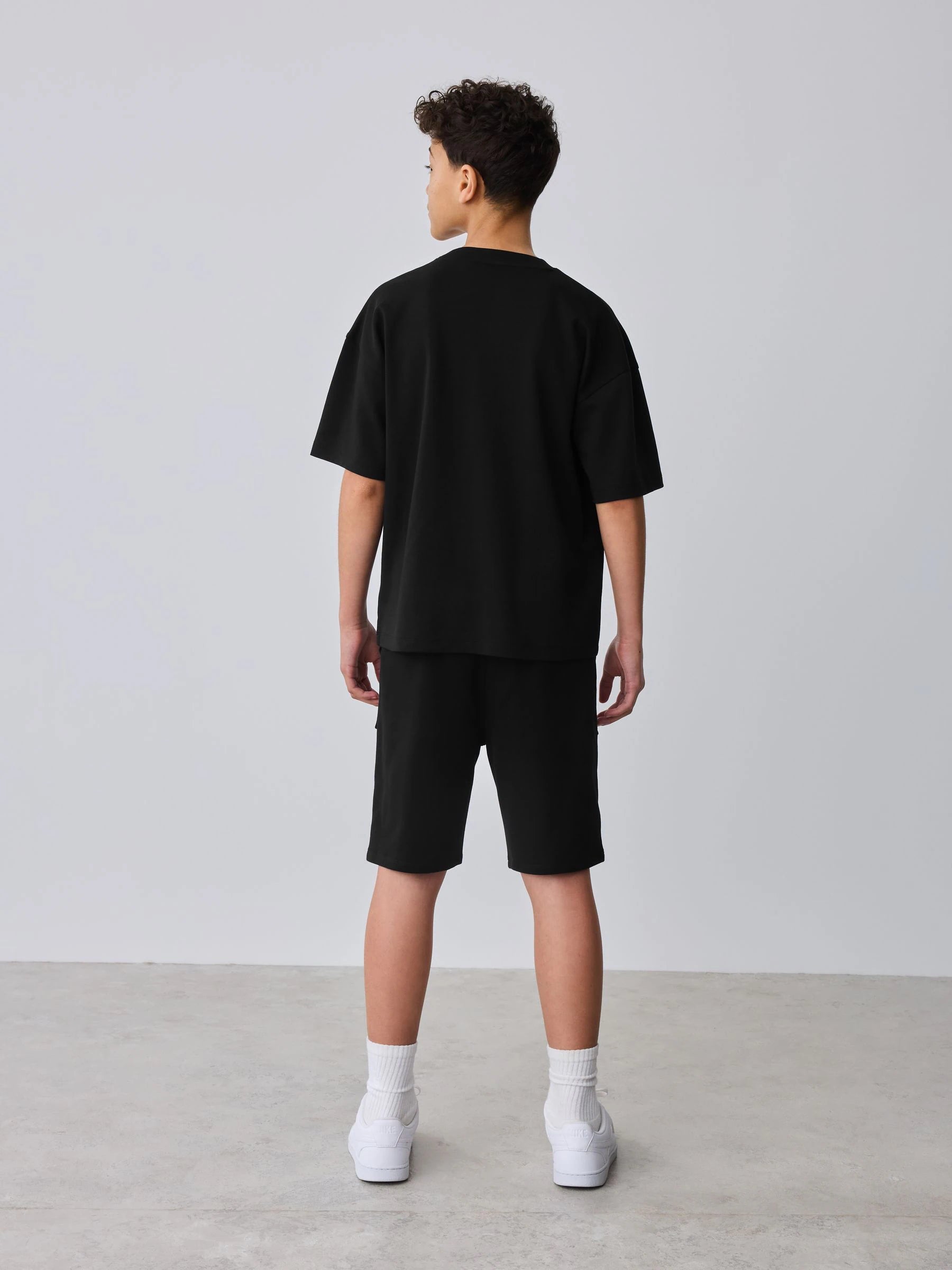 Baker by Ted Baker Oversized Graphic Black T-Shirt and Shorts Set