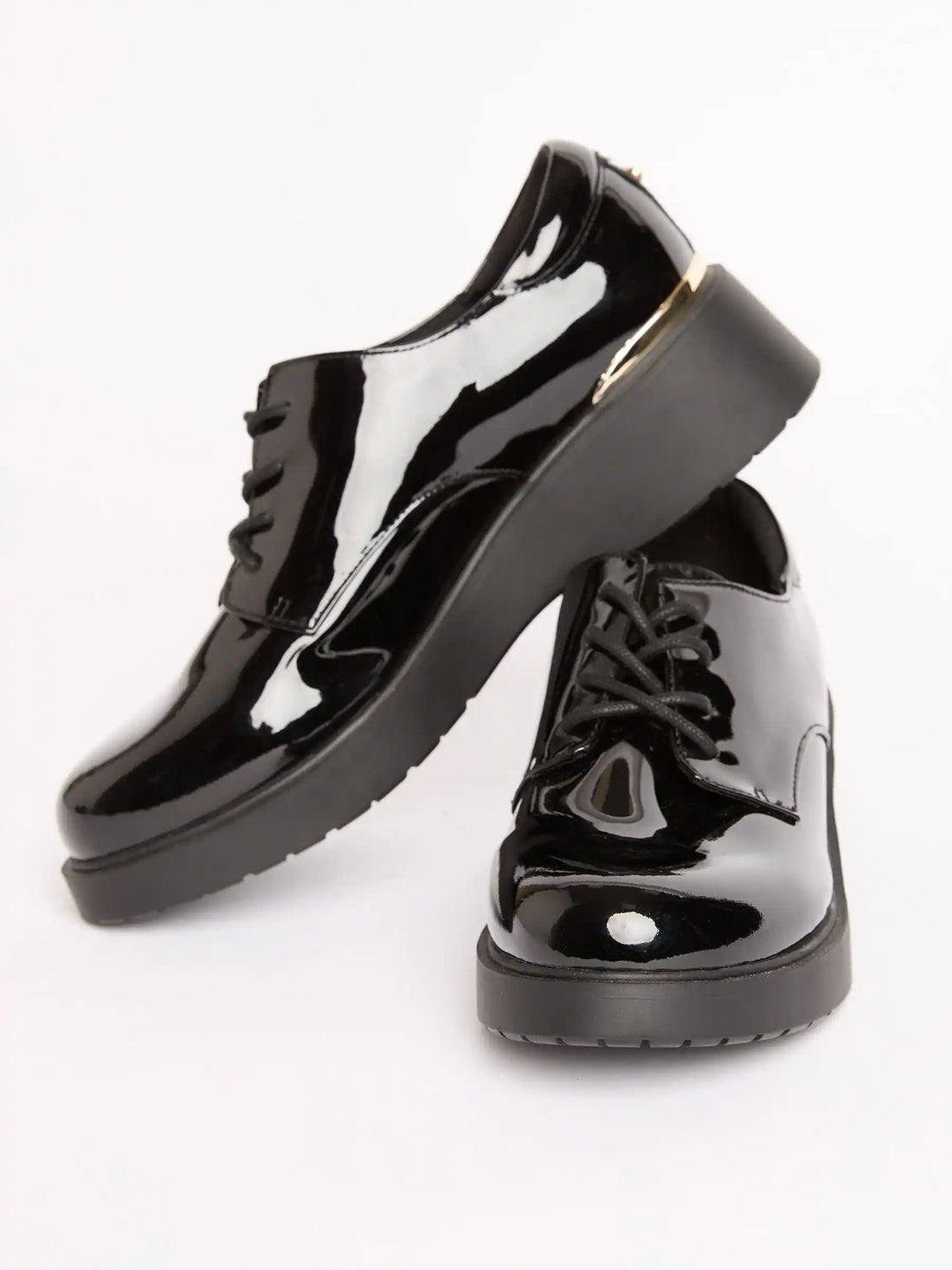 Lipsy Black Heel Clip Wedge Brogue School Shoes