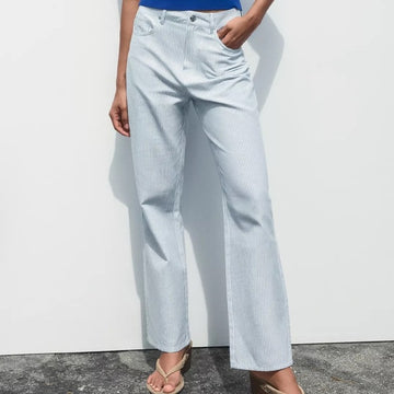 Women Striped Trousers Sz M