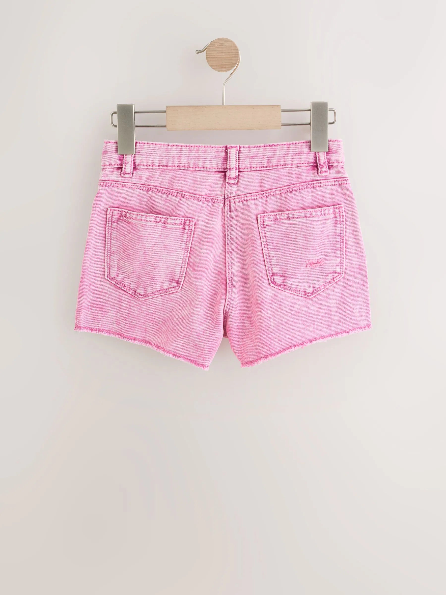 Pink 100% Cotton Frayed Edge Distressed Shorts (3-16yrs)