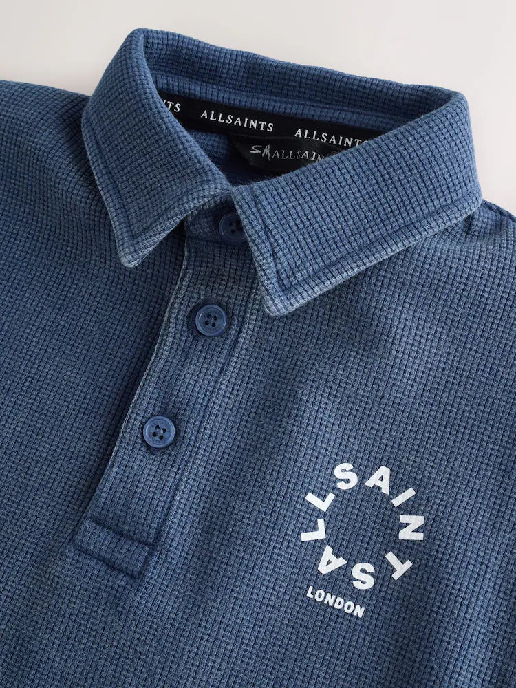 smALLSAINTS Blue Tierra Waffle Polo Shirt and Shorts Set