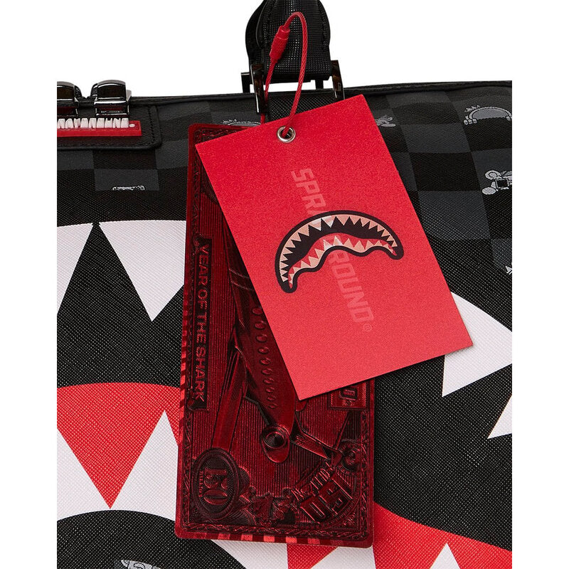 Sprayground Gray Peeking Character Check Mini Duffle