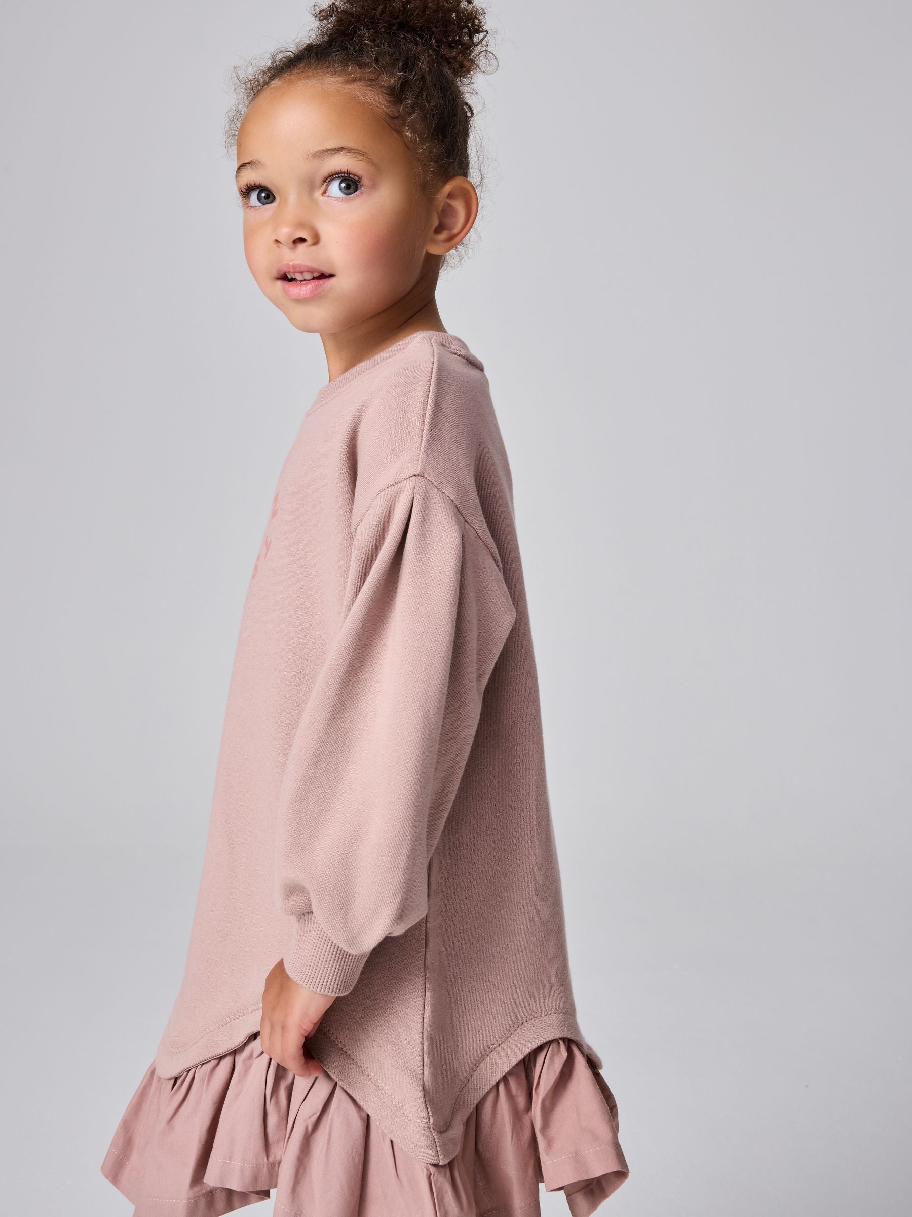 smALLSAINTS Mid Pink Tierra Peplum Younger Girls Sweat Dress