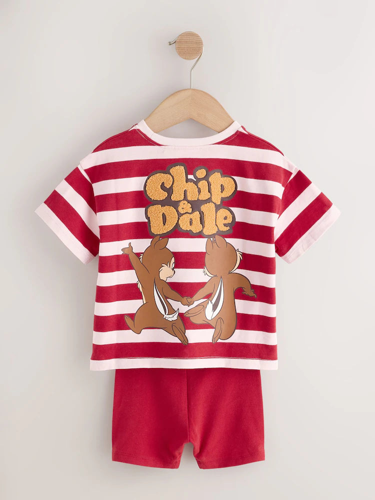Red Pink Stripe Disney Chip and Dale Shorts Set (3mths-7yrs)