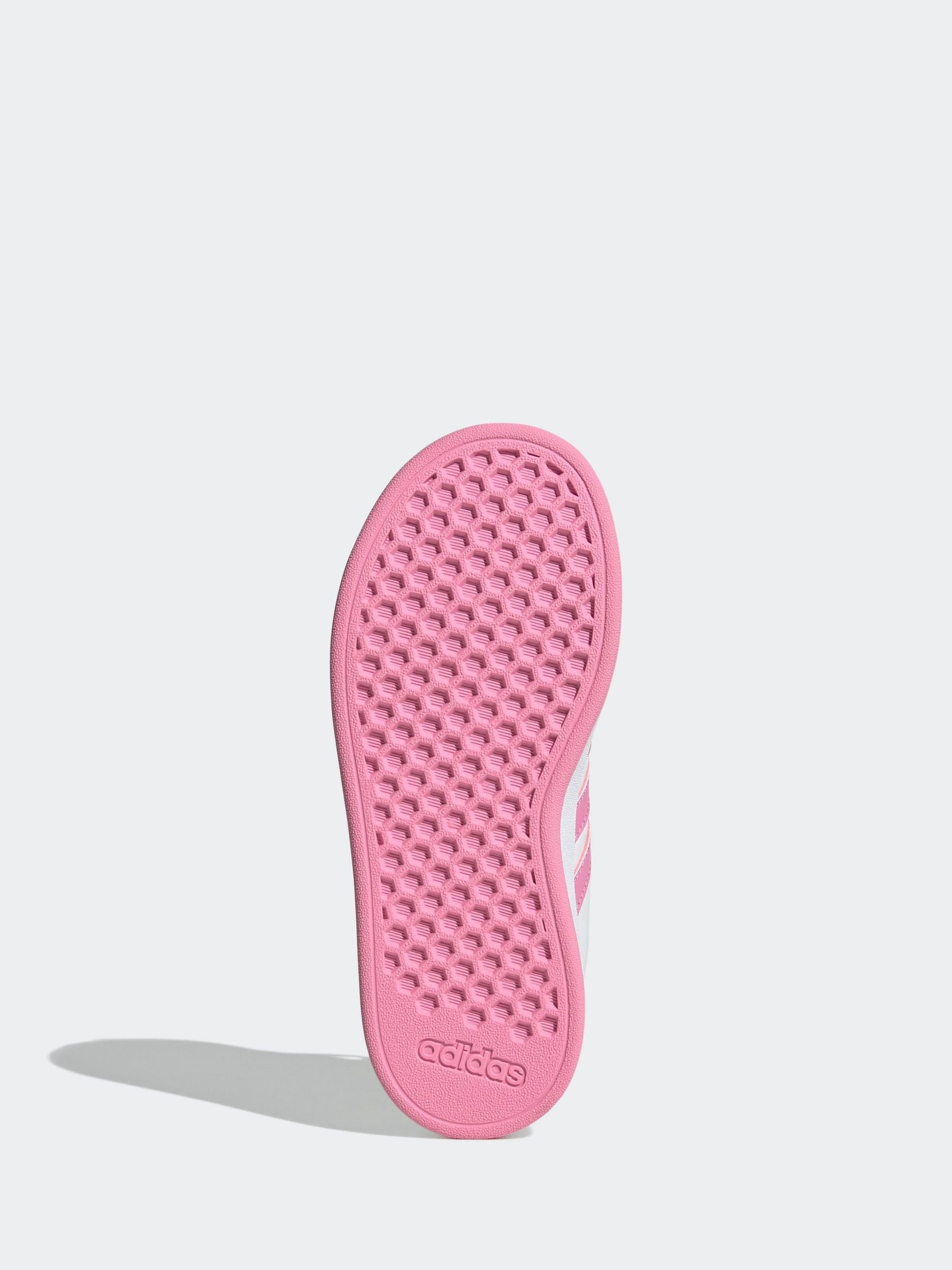 adidas White/Pink Grand Court 2.0 Easy On Kids Trainers