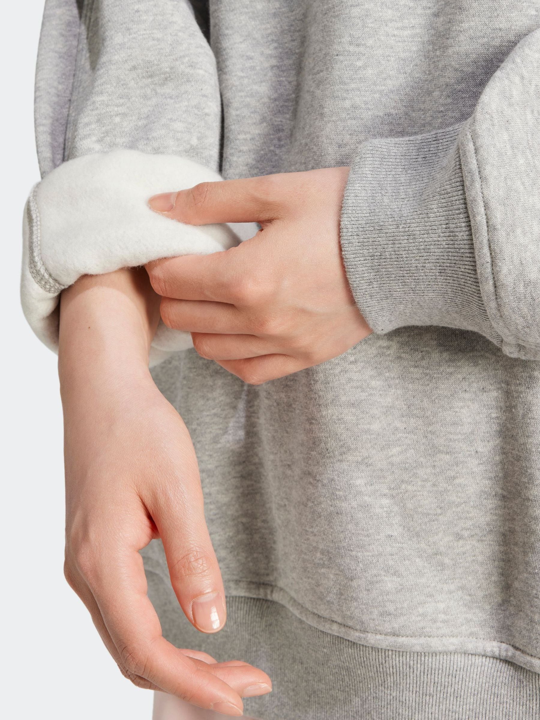 adidas Originals Grey Essentials Fleece Long Oversized Crew Neck Sweatshirt