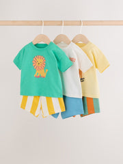 Green/Yellow Safari Animal Tops and Shorts Baby Set 6 Piece (0mths-3yrs)