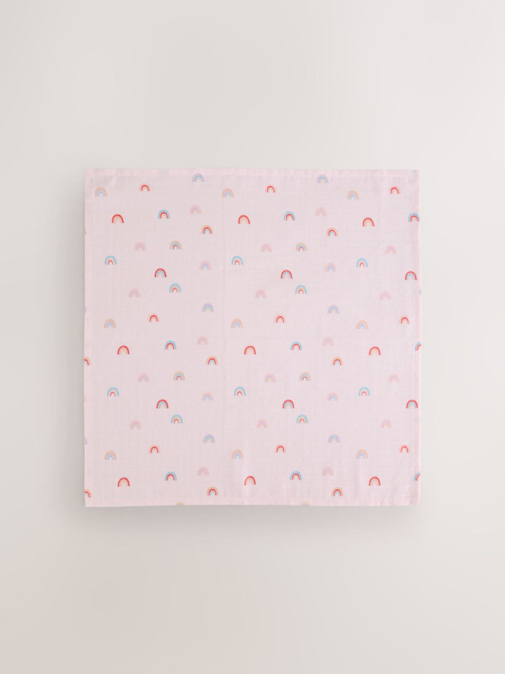 Pink Rainbow Baby Muslin Cloths 4 Pack