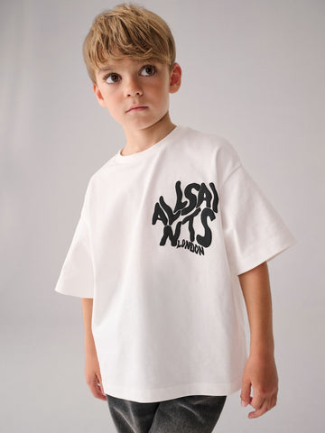 smALLSAINTS White Oversized Orlando Logo Crew Neck T-Shirt