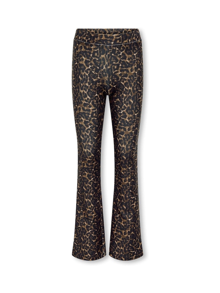 ONLY KIDS Leopard Print Flared Black Trousers