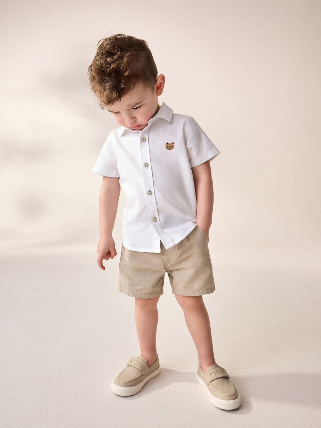 White Character Short Sleeve Oxford Shirt (3mths-7yrs)