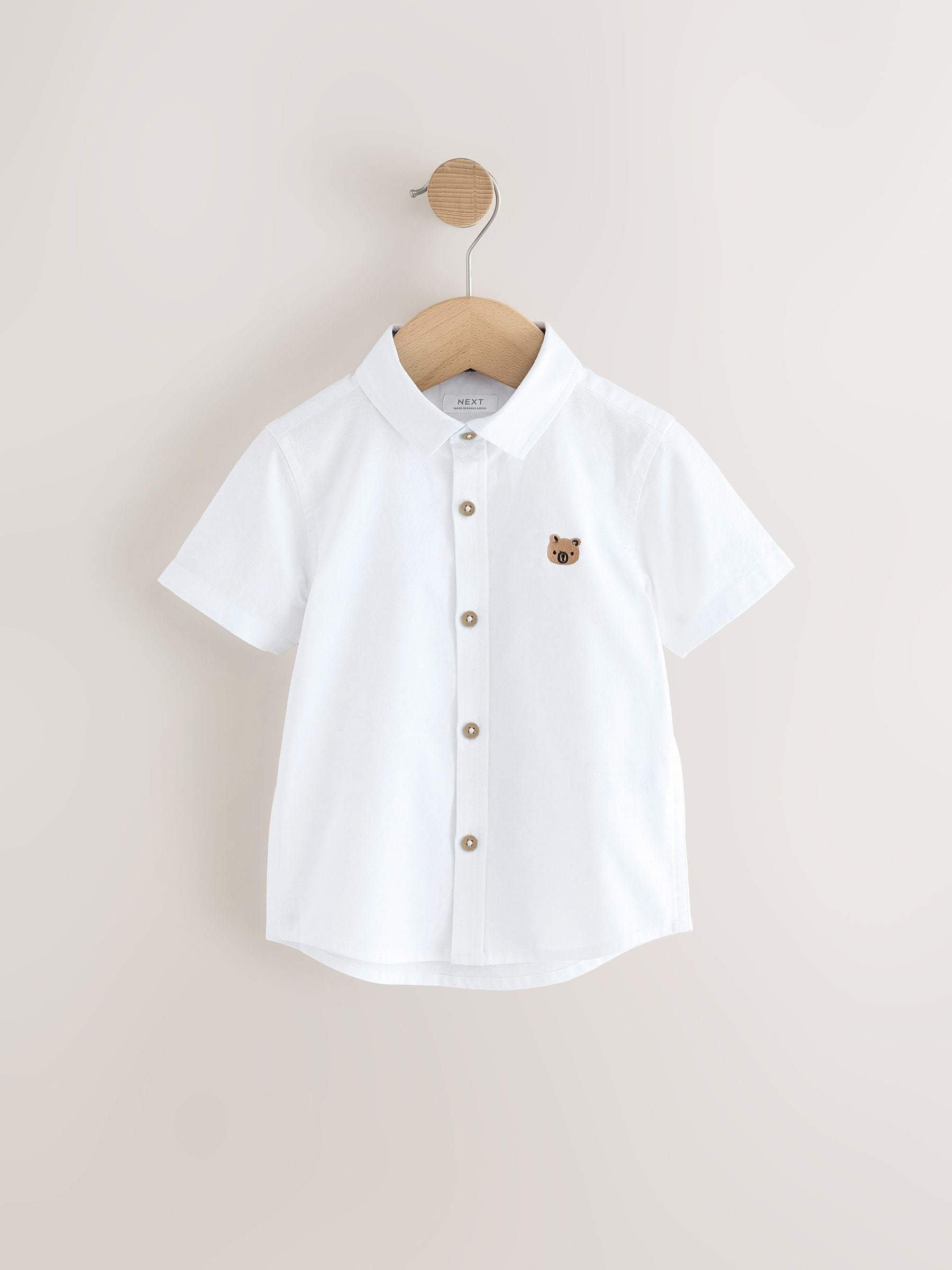 White Character Short Sleeve Oxford Shirt (3mths-7yrs)