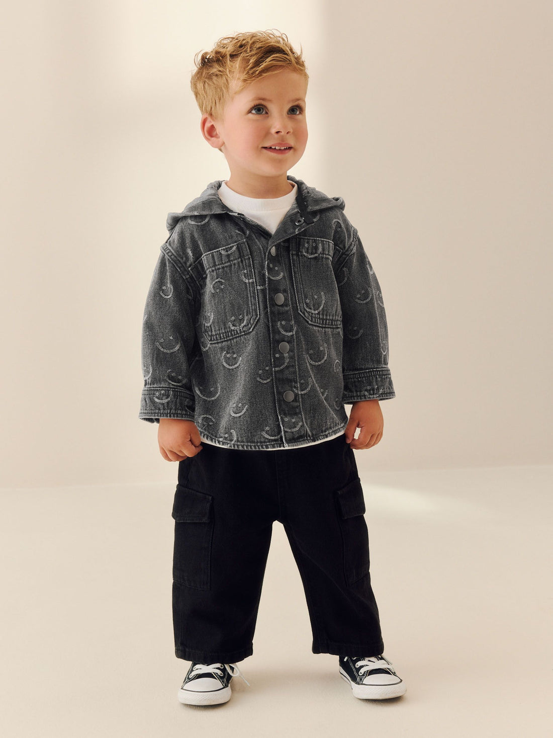 Grey Face Denim Hooded Overshirt (3mths-7yrs)
