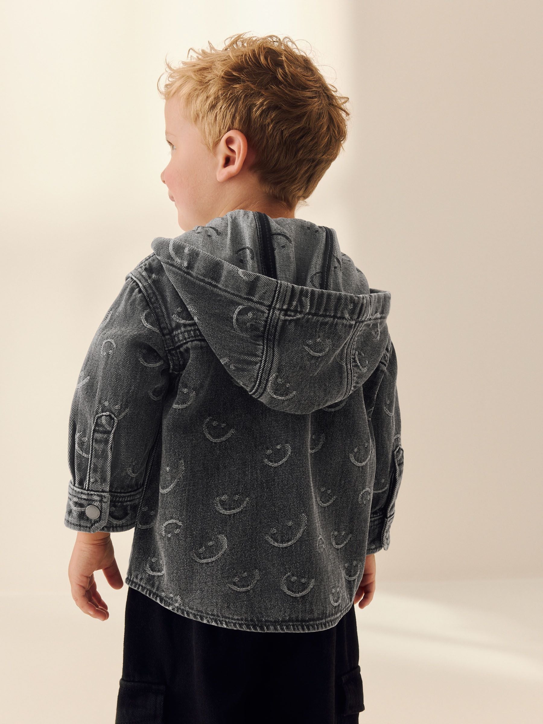 Grey Face Denim Hooded Overshirt (3mths-7yrs)