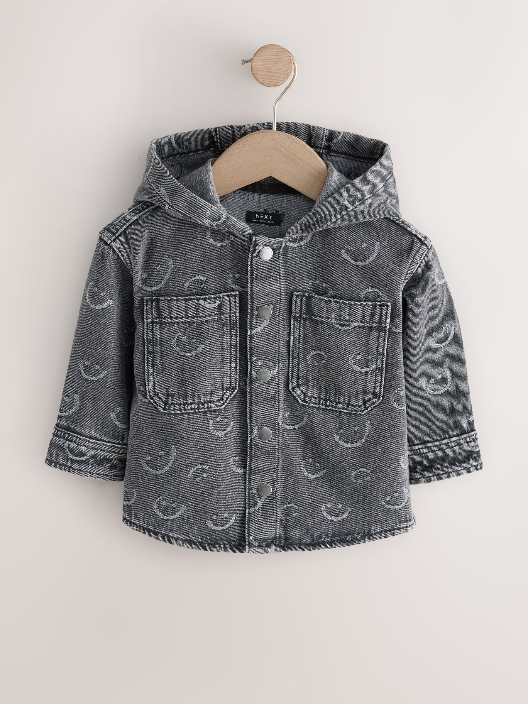Grey Face Denim Hooded Overshirt (3mths-7yrs)
