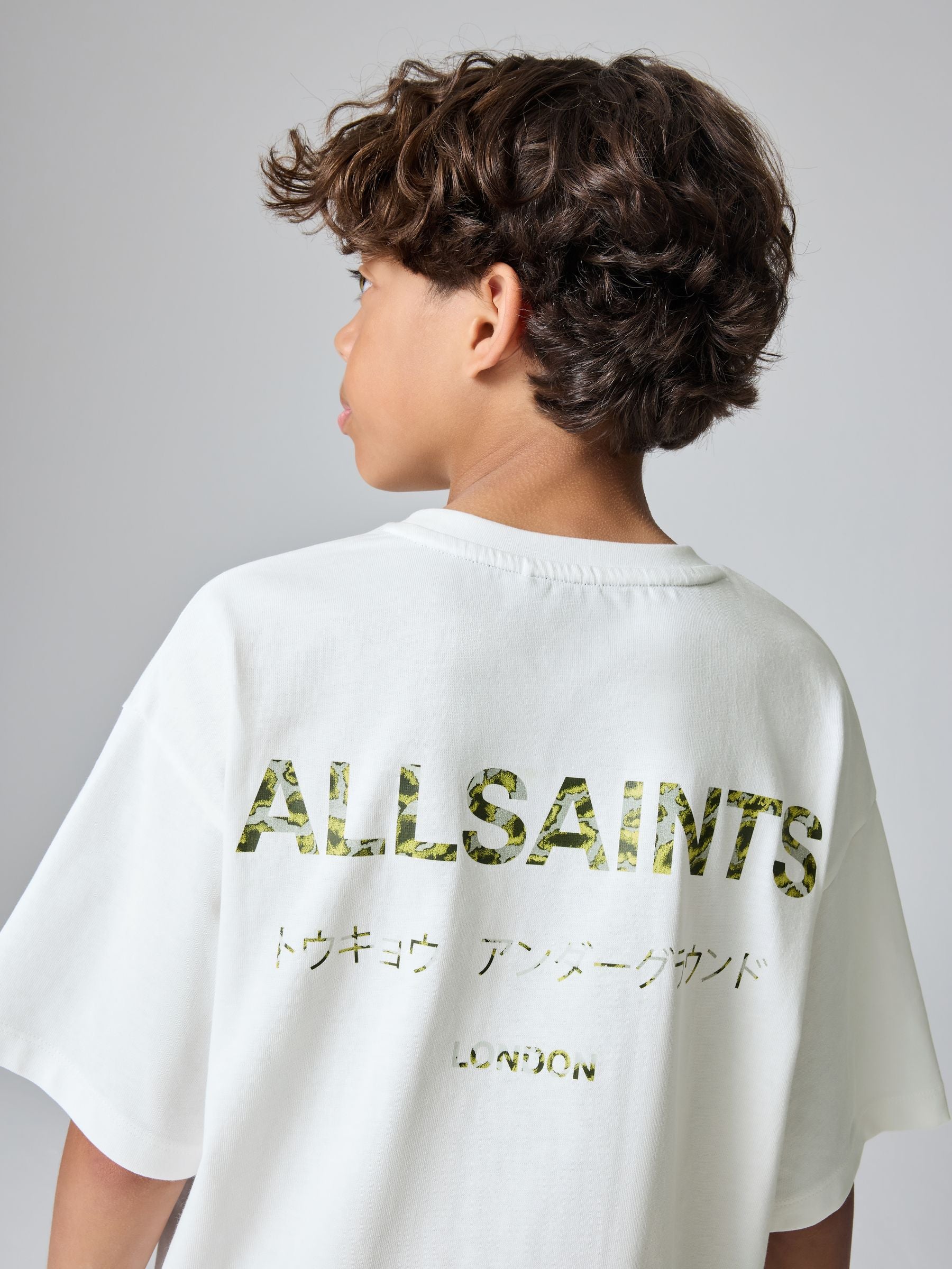 smALLSAINTS White/Camo Oversized Underground Crew Neck Cotton T-Shirt