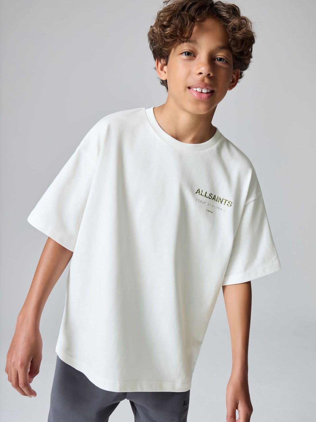 smALLSAINTS White/Camo Oversized Underground Crew Neck Cotton T-Shirt