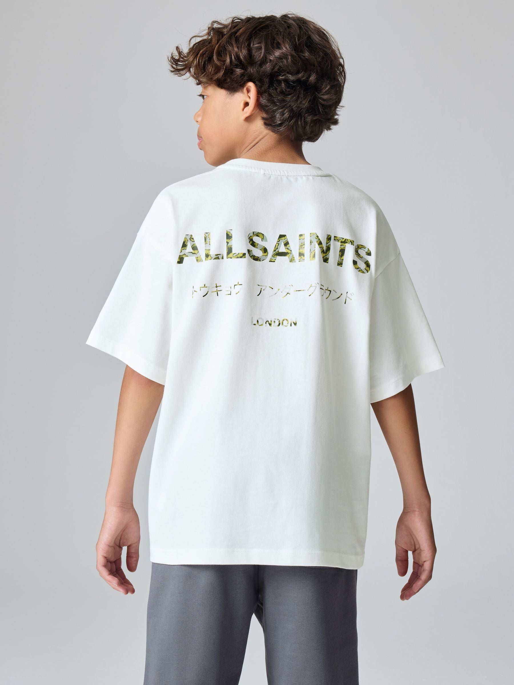 smALLSAINTS White/Camo Oversized Underground Crew Neck Cotton T-Shirt