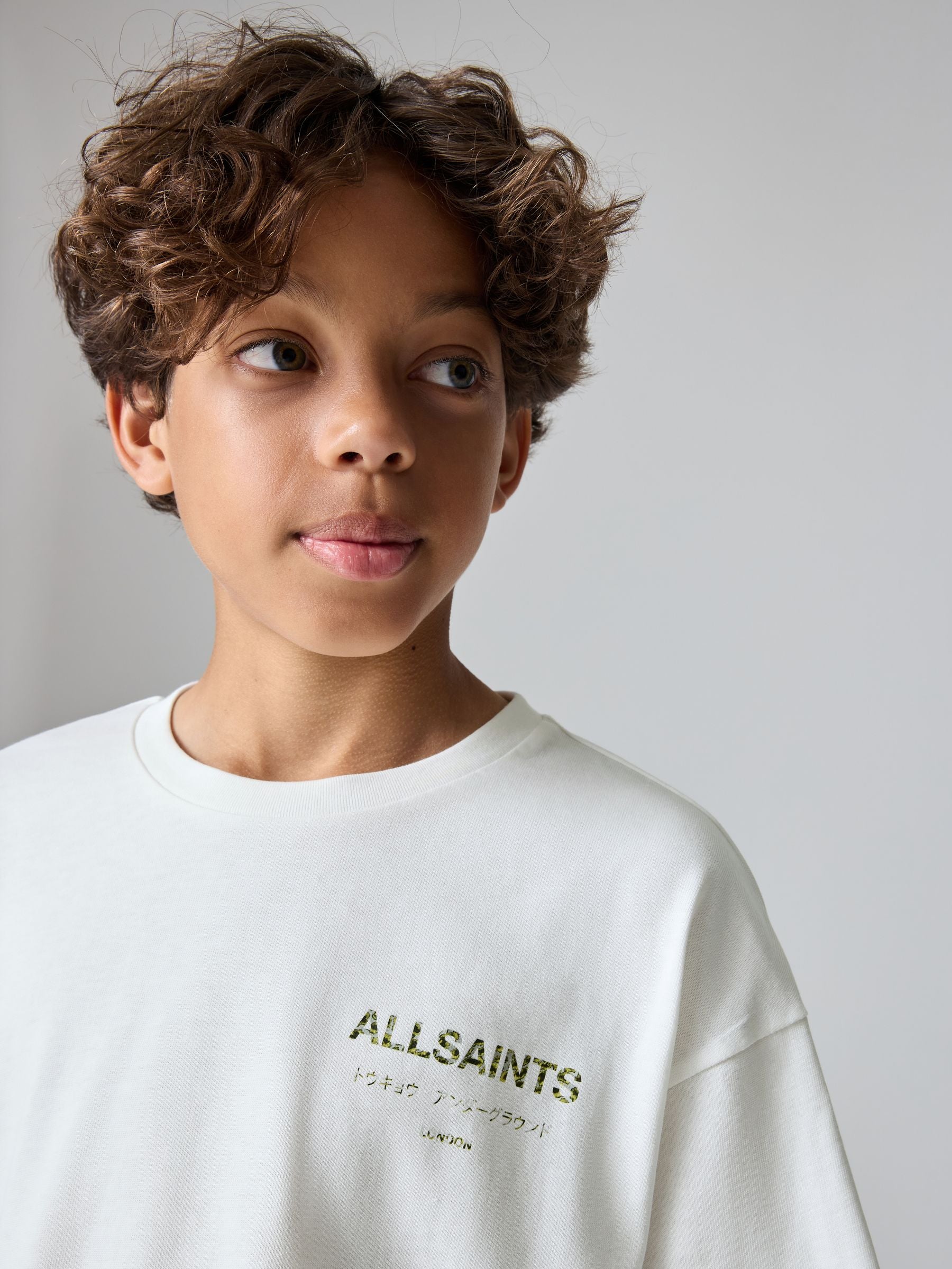 smALLSAINTS White/Camo Oversized Underground Crew Neck Cotton T-Shirt