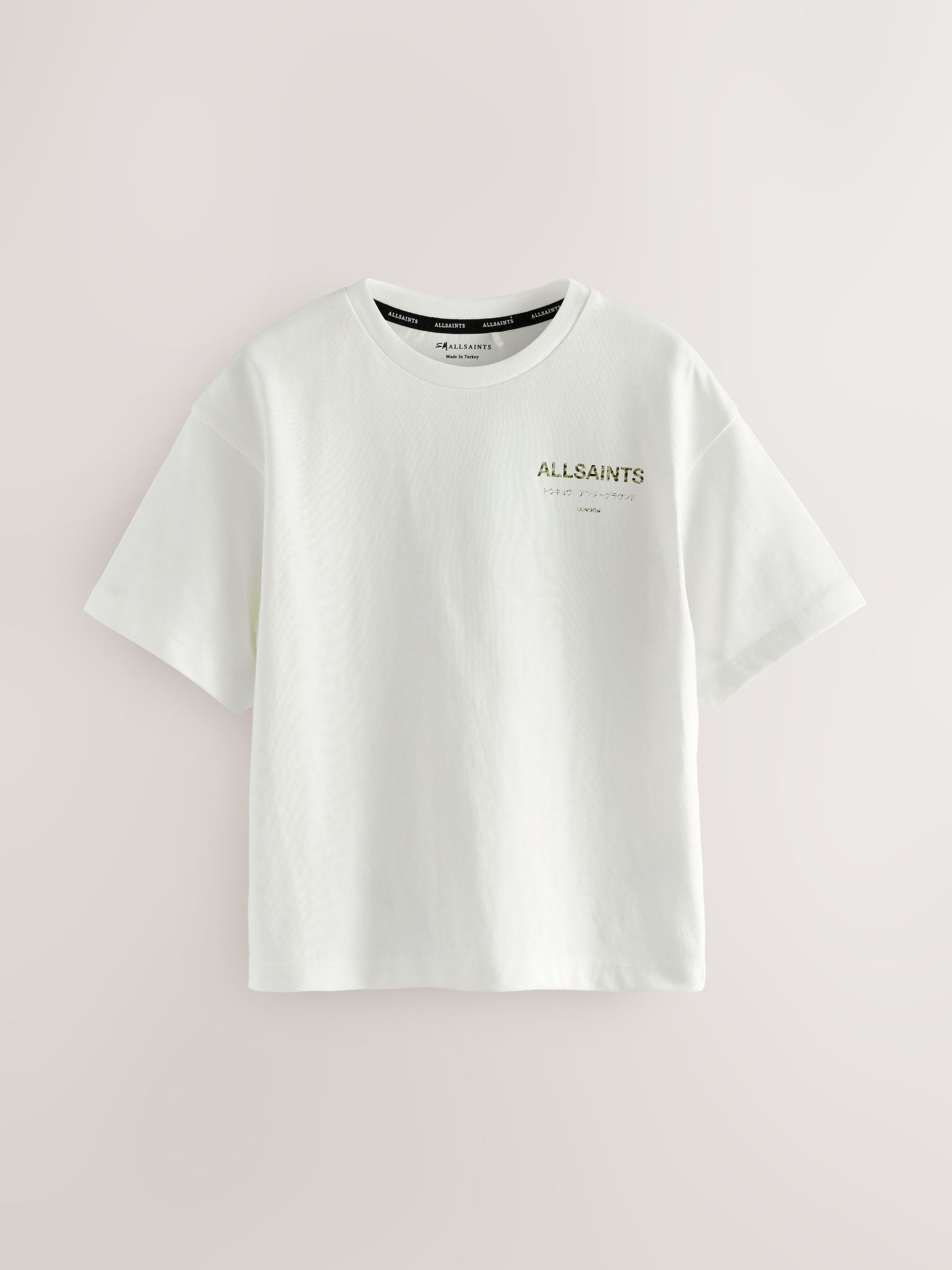 smALLSAINTS White/Camo Oversized Underground Crew Neck Cotton T-Shirt