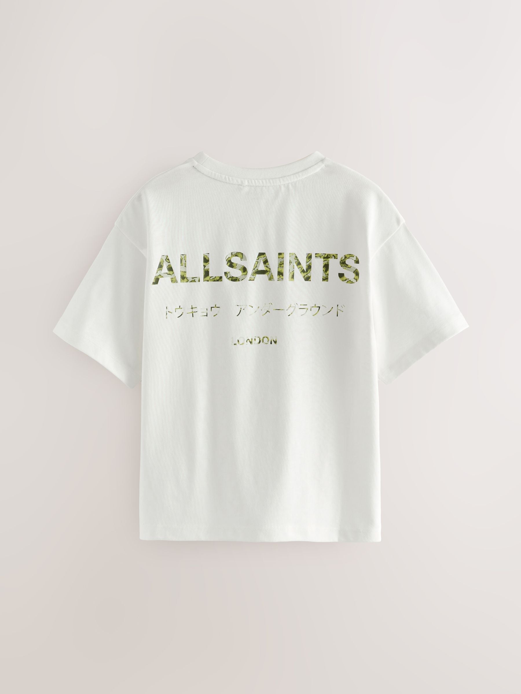 smALLSAINTS White/Camo Oversized Underground Crew Neck Cotton T-Shirt