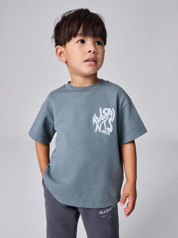 smALLSAINTS Slate Grey Orlando Logo Oversized Crew Neck T-Shirt