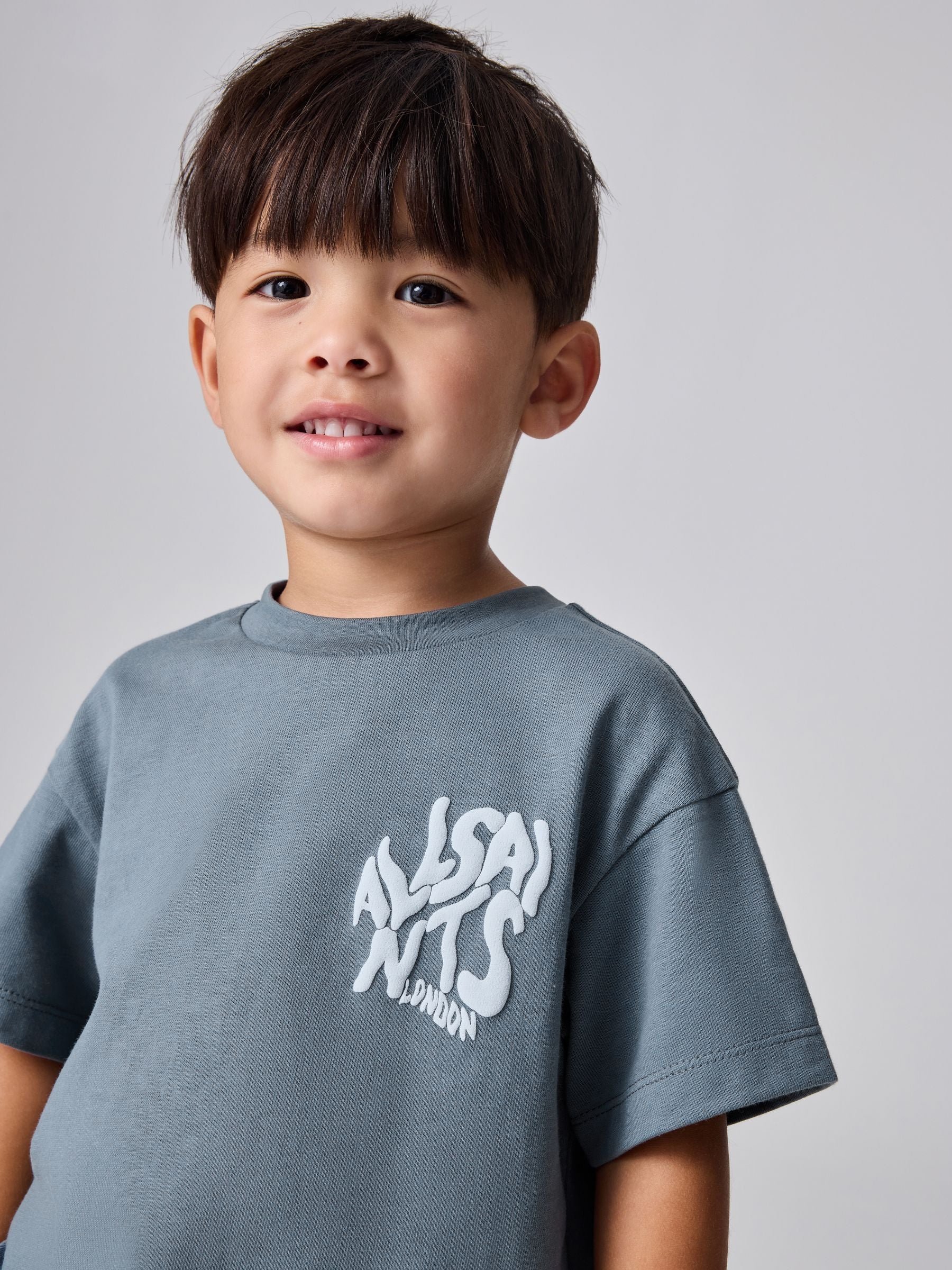 smALLSAINTS Slate Grey Orlando Logo Oversized Crew Neck T-Shirt