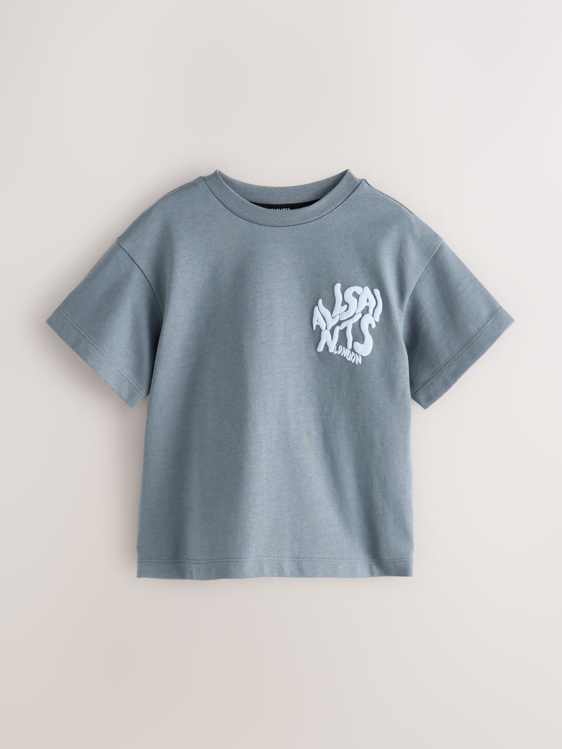smALLSAINTS Slate Grey Orlando Logo Oversized Crew Neck T-Shirt