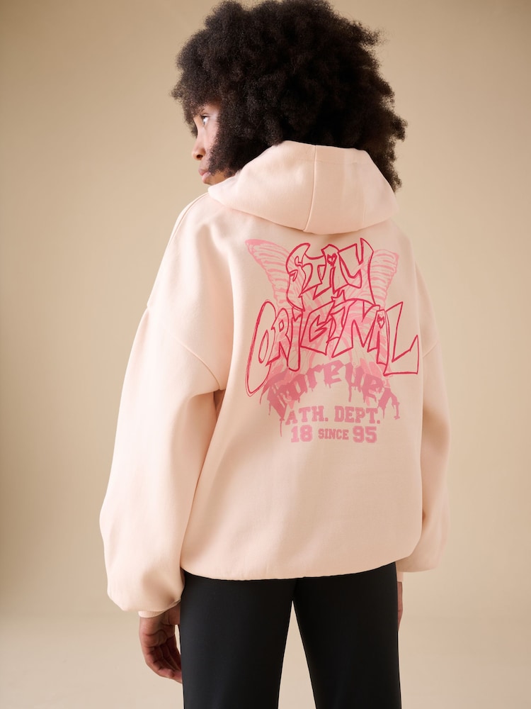 Reebok Oversized Pink Logo Hoodie