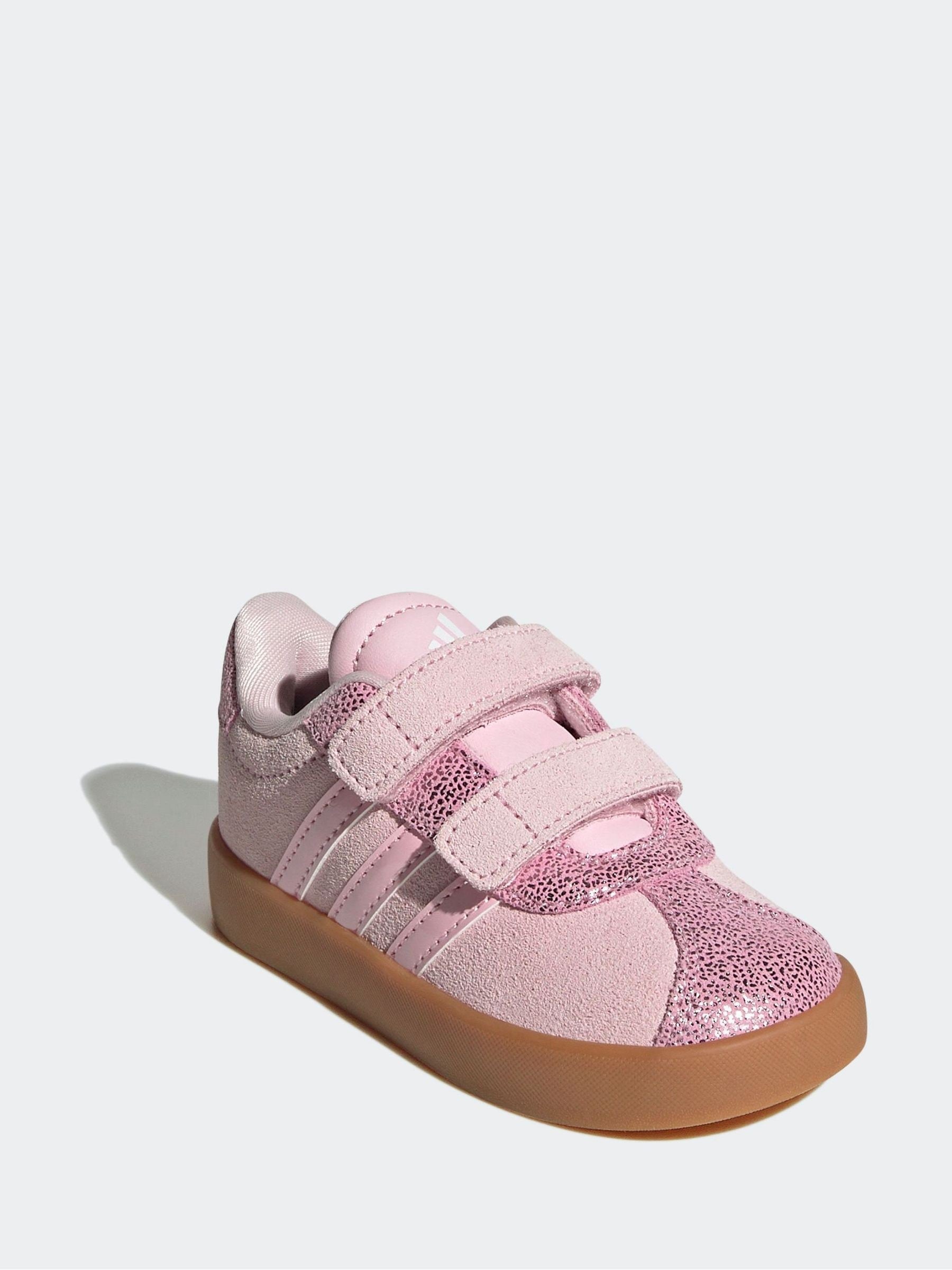 adidas Pink VL Court 3.0 Hook and Loop Kids Trainers