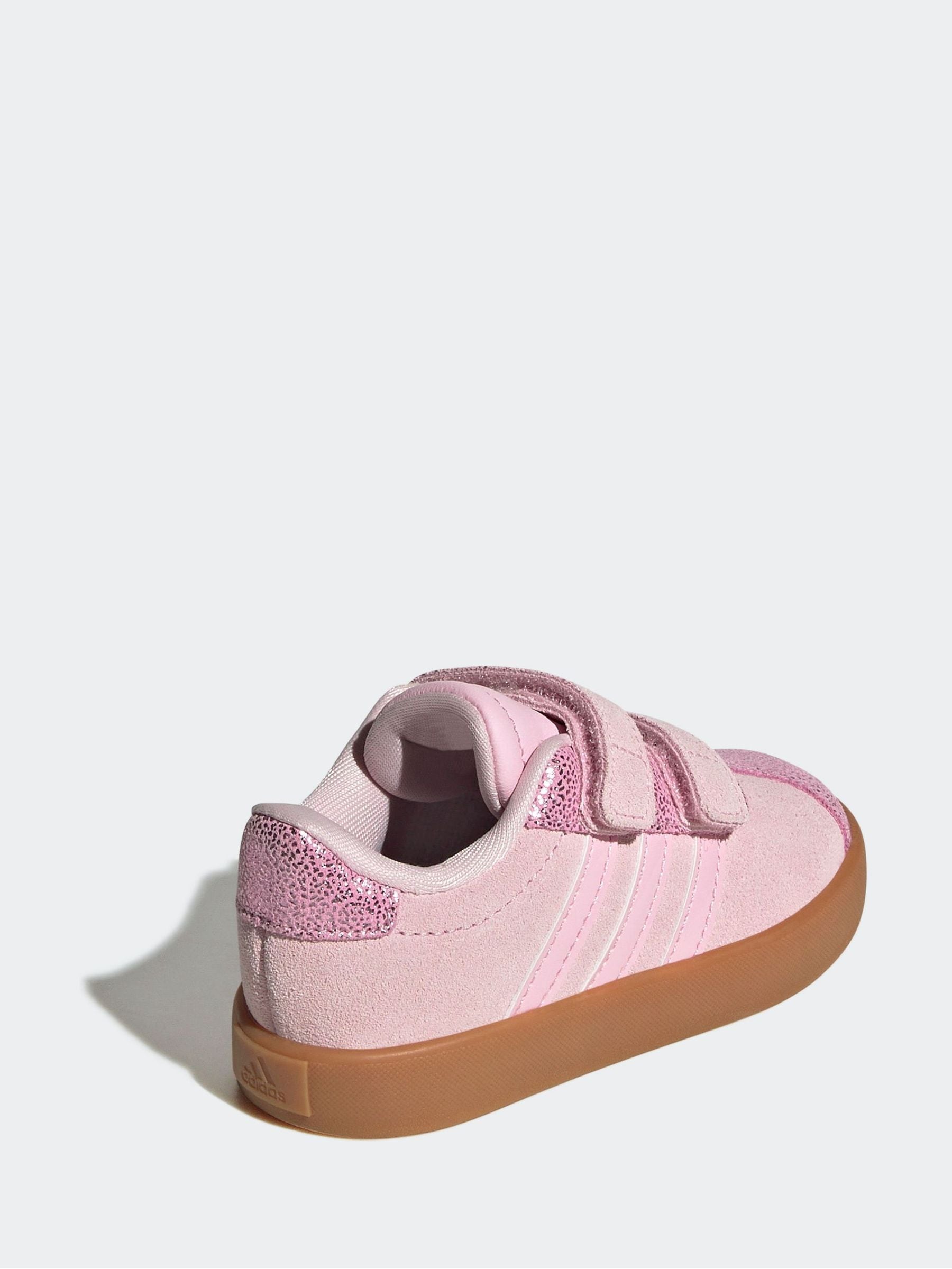 adidas Pink VL Court 3.0 Hook and Loop Kids Trainers
