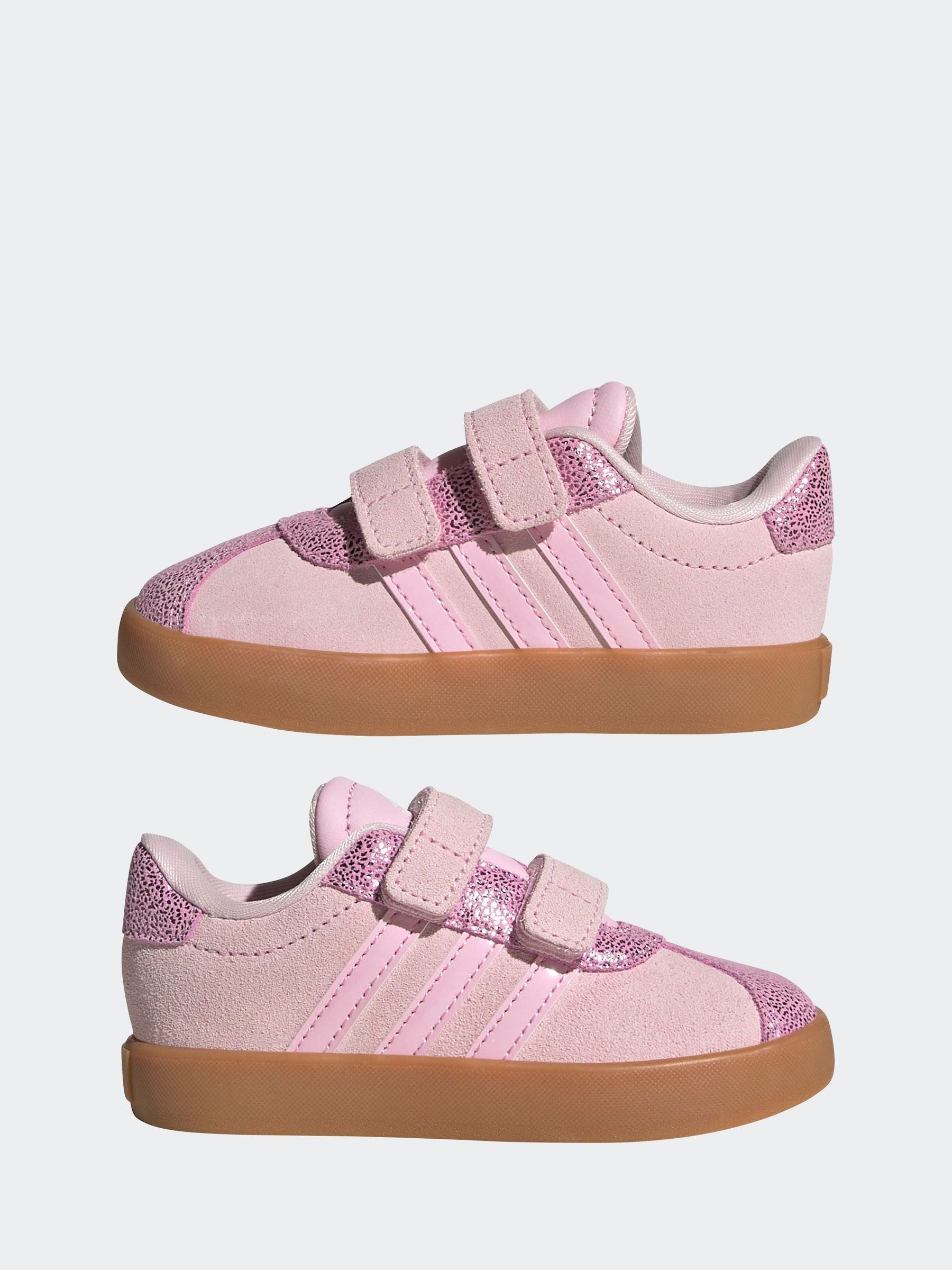 adidas Pink VL Court 3.0 Hook and Loop Kids Trainers