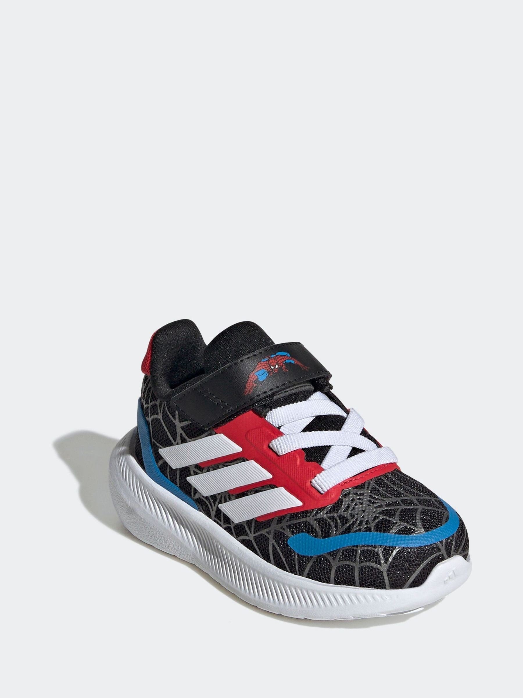 adidas Black Marvel Spider-Man Runfalcon Hook and Loop Kids Trainers