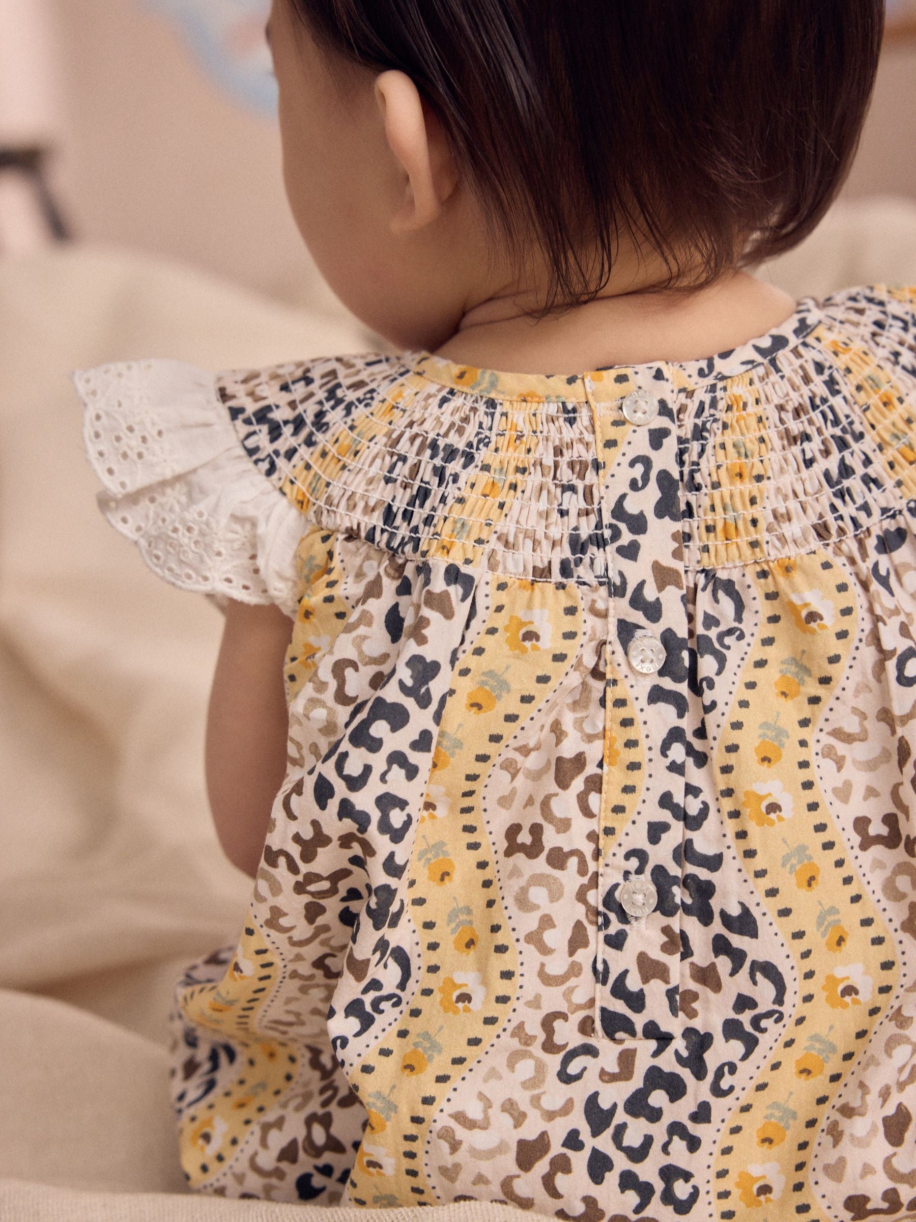 Brown Patterned Cath Kidston Cotton Printed Baby Broderie Romper
