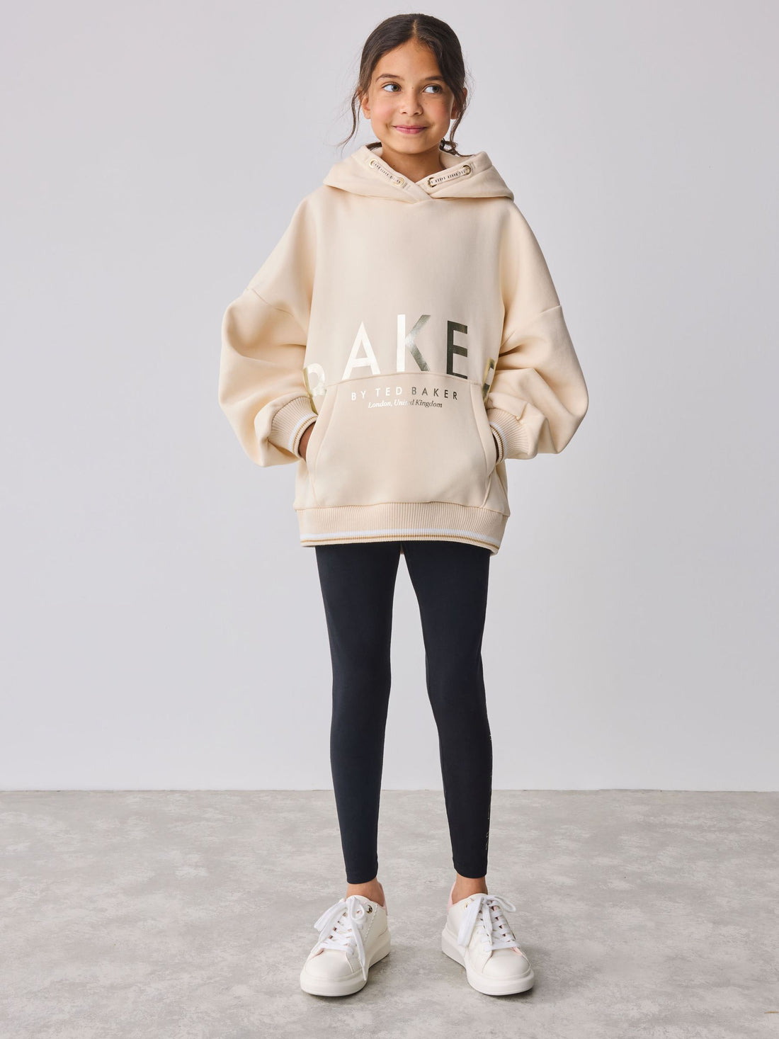Baker by Ted Baker Oversized Stone Foil Branded Hoodie and Leggings Set 2 Piece