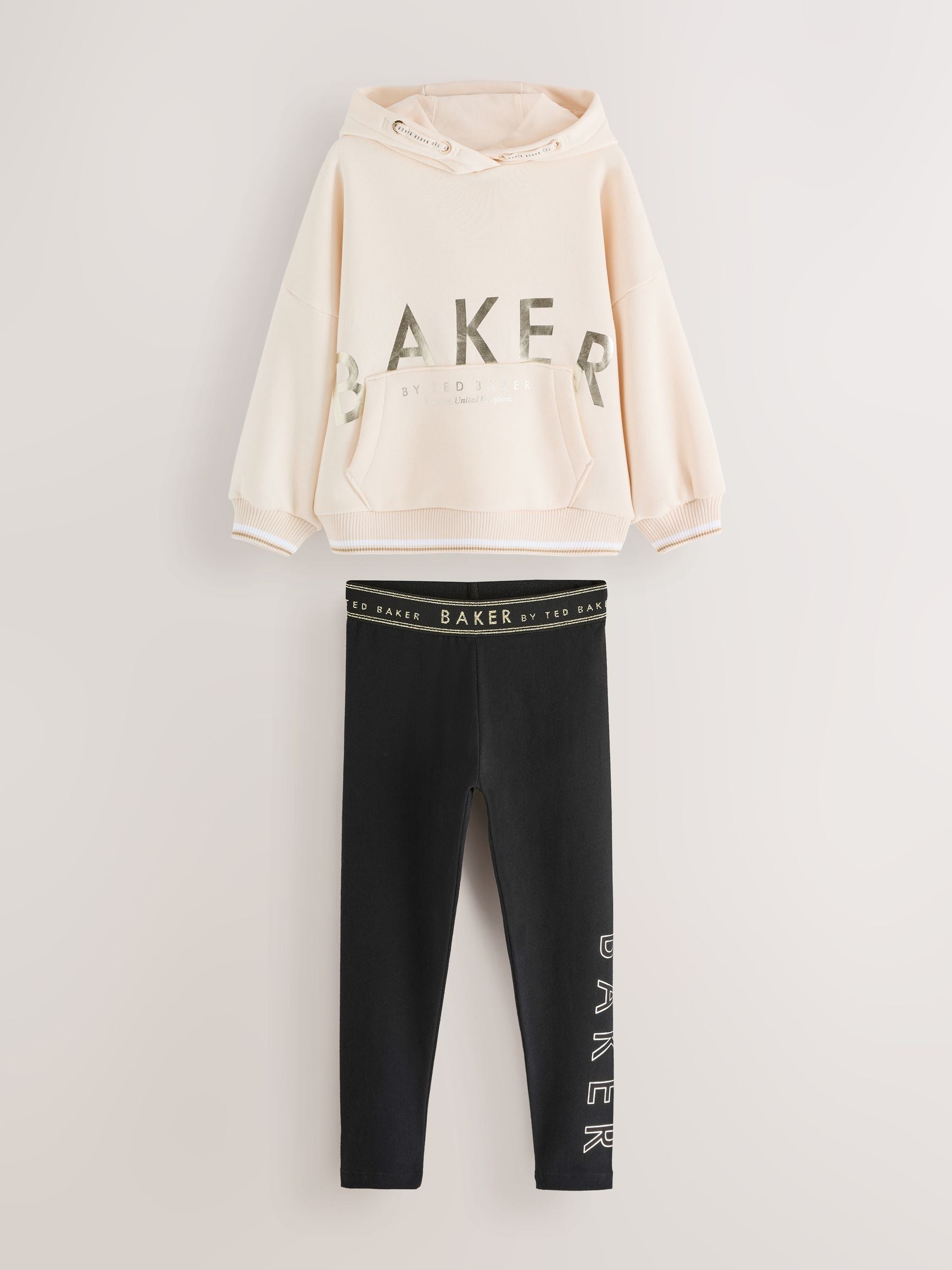 Baker by Ted Baker Oversized Stone Foil Branded Hoodie and Leggings Set 2 Piece