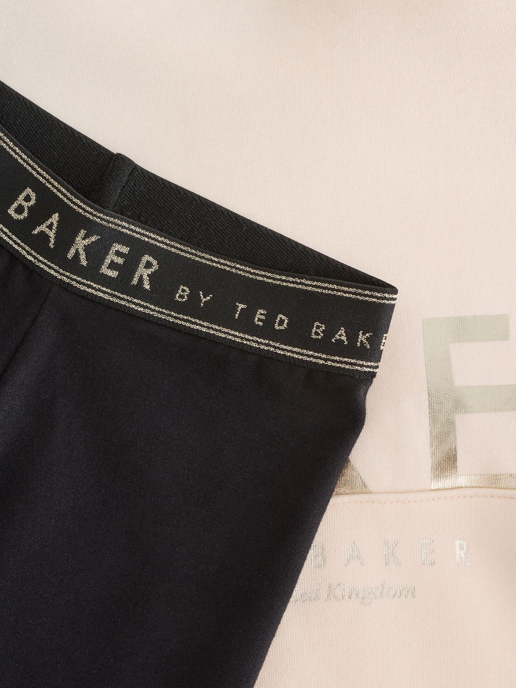 Baker by Ted Baker Oversized Stone Foil Branded Hoodie and Leggings Set 2 Piece