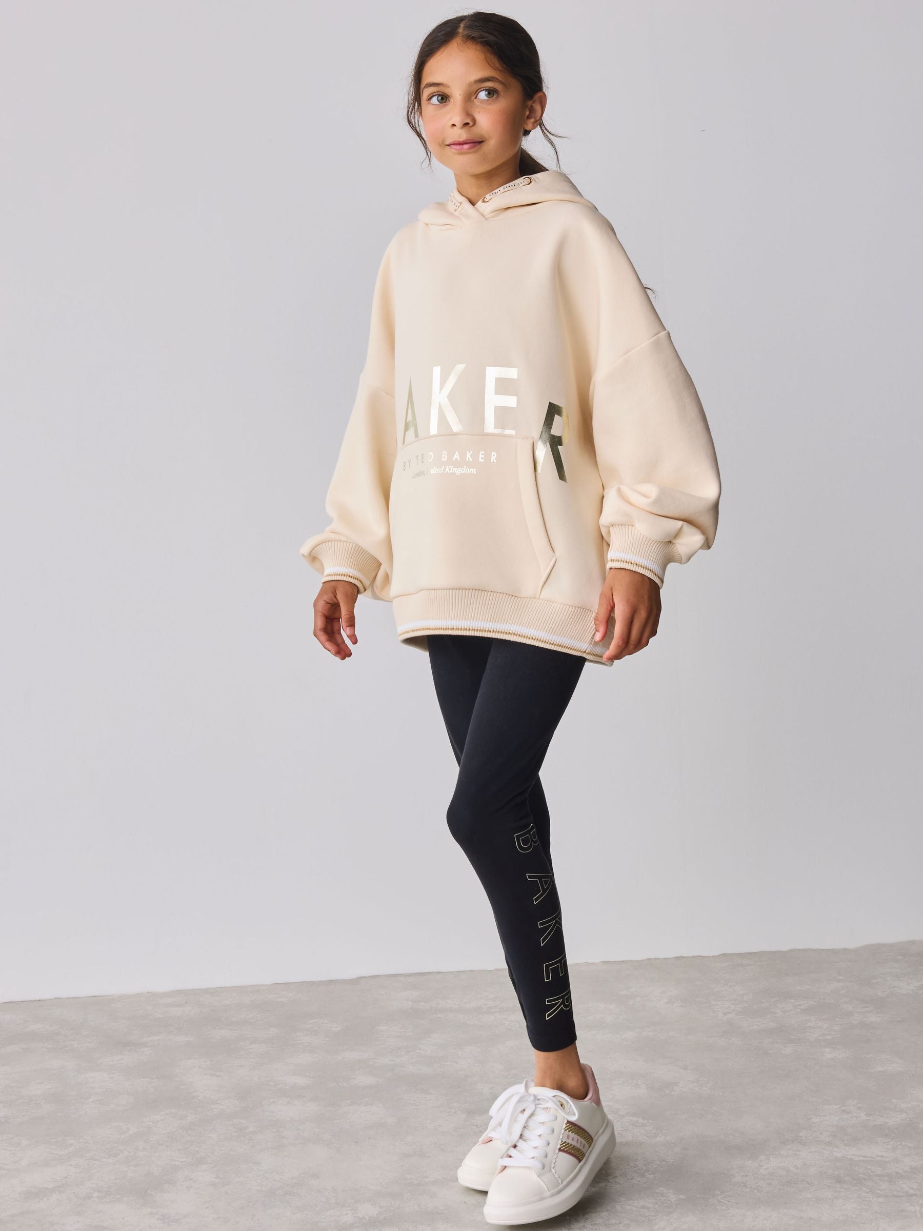 Baker by Ted Baker Oversized Stone Foil Branded Hoodie and Leggings Set 2 Piece