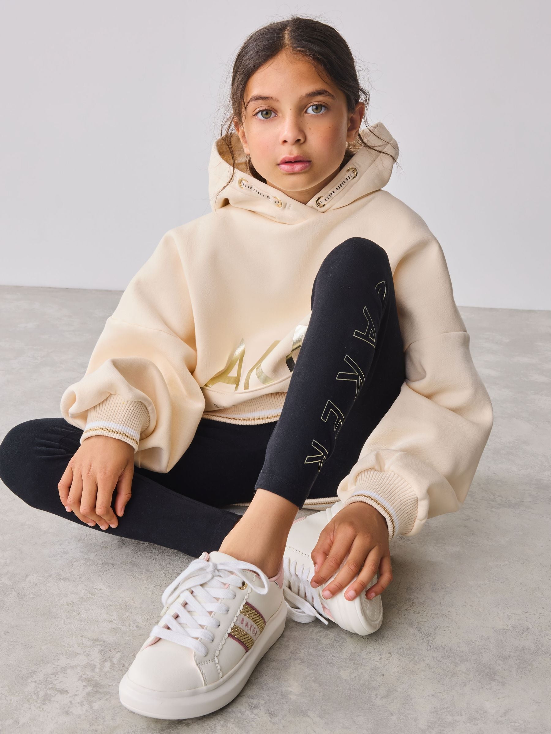 Baker by Ted Baker Oversized Stone Foil Branded Hoodie and Leggings Set 2 Piece