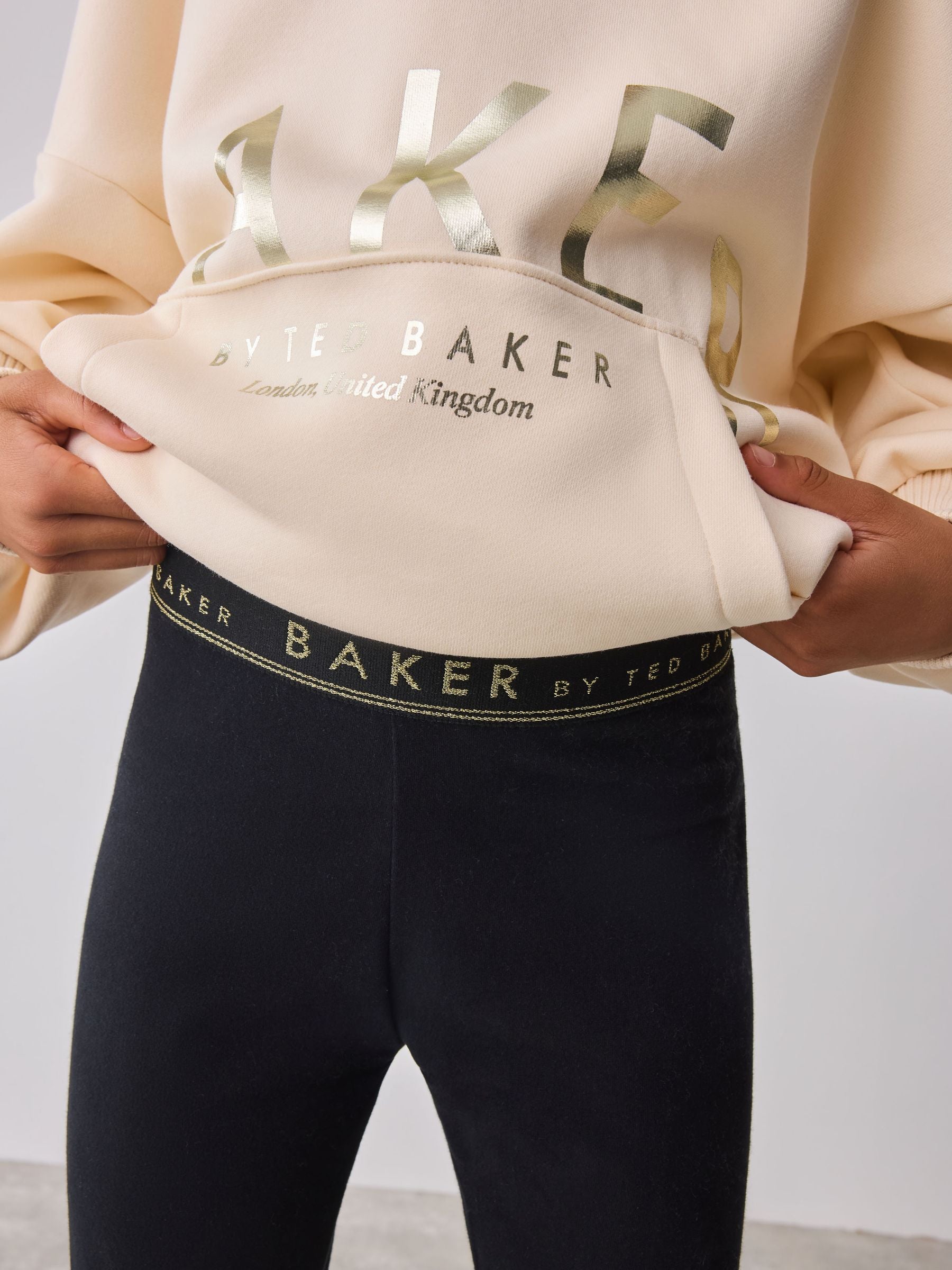 Baker by Ted Baker Oversized Stone Foil Branded Hoodie and Leggings Set 2 Piece