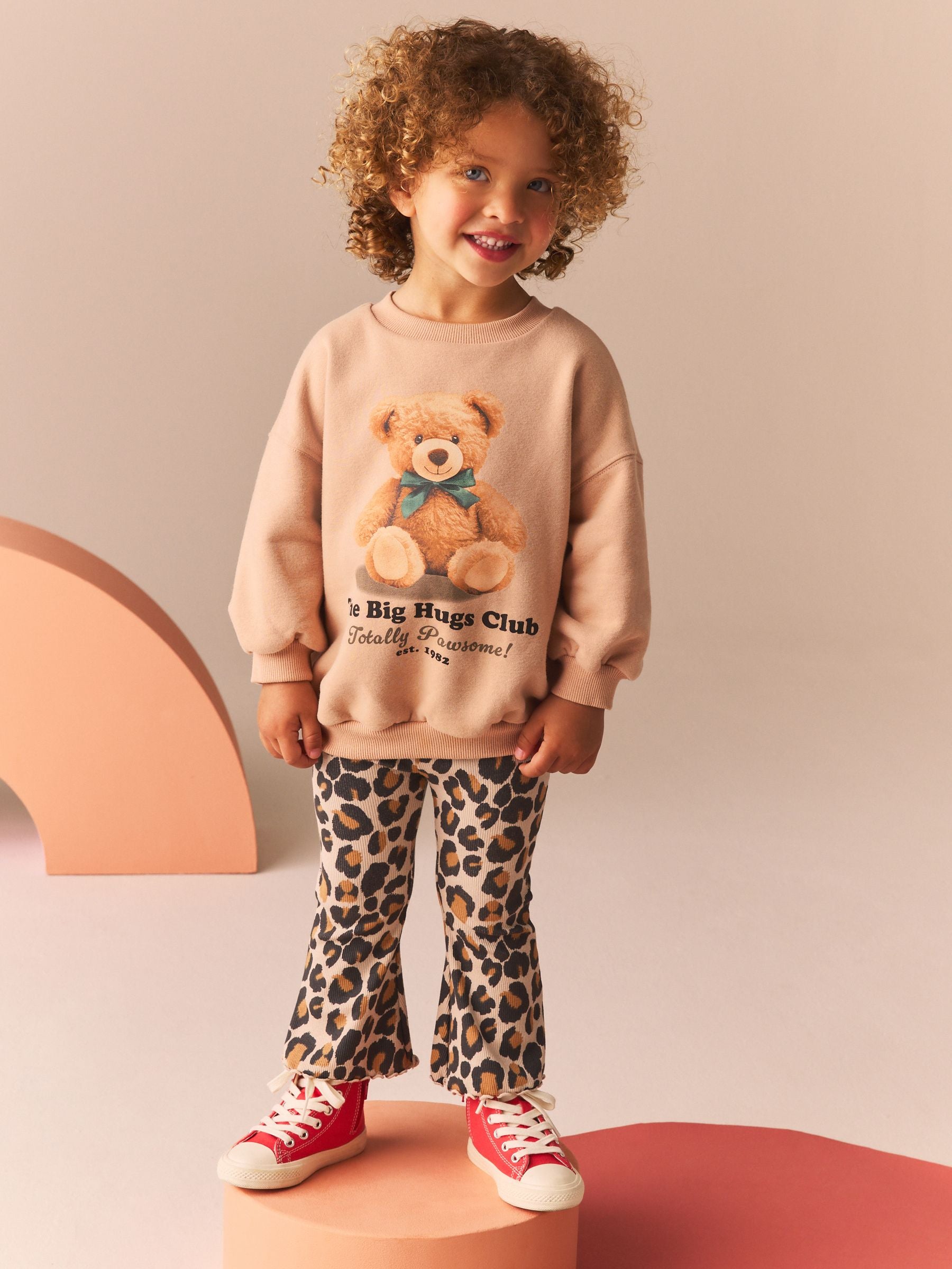 Brown Teddy Sweatshirt and Flare Leggings Set (3mths-7yrs)