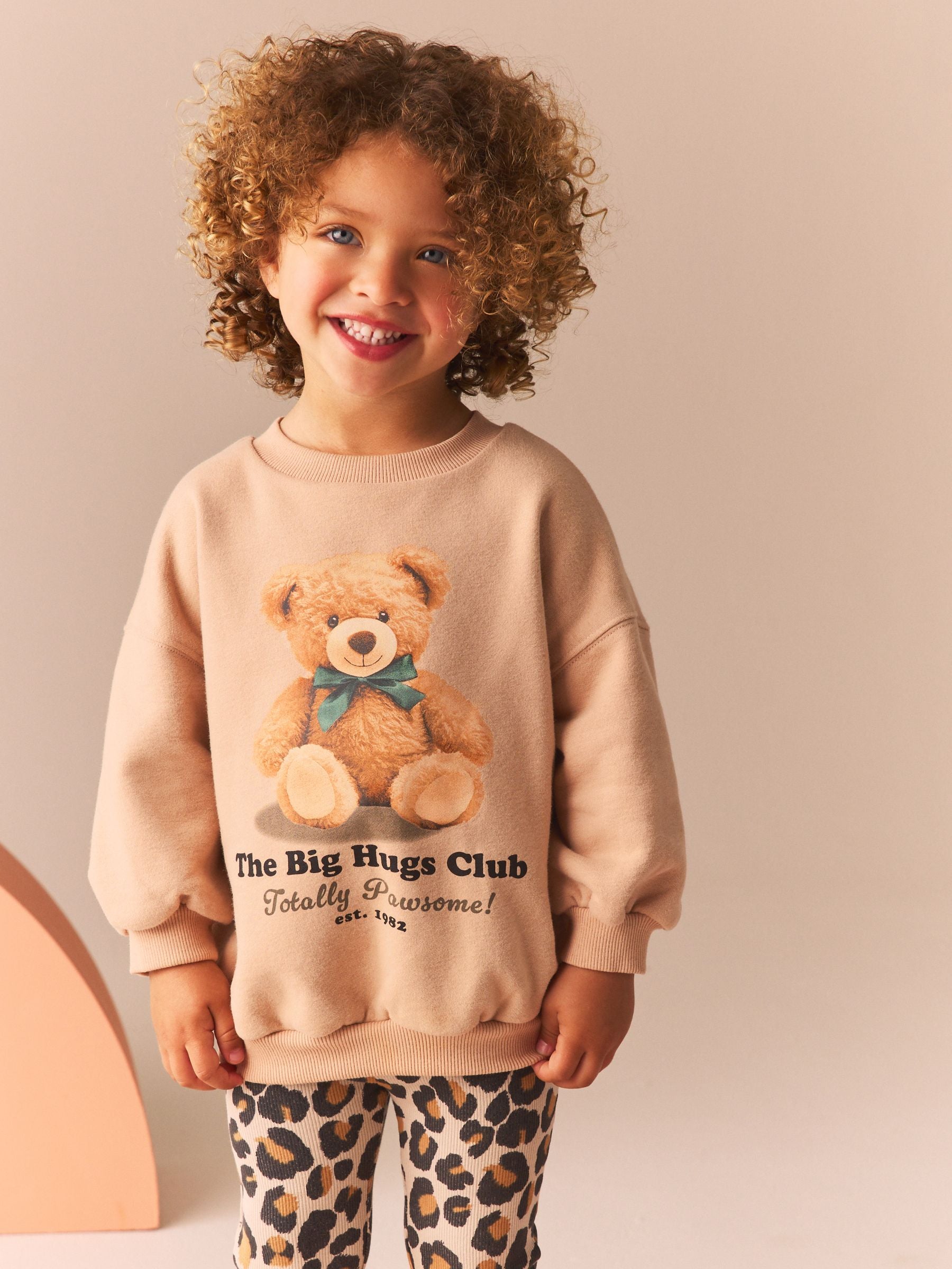 Brown Teddy Sweatshirt and Flare Leggings Set (3mths-7yrs)
