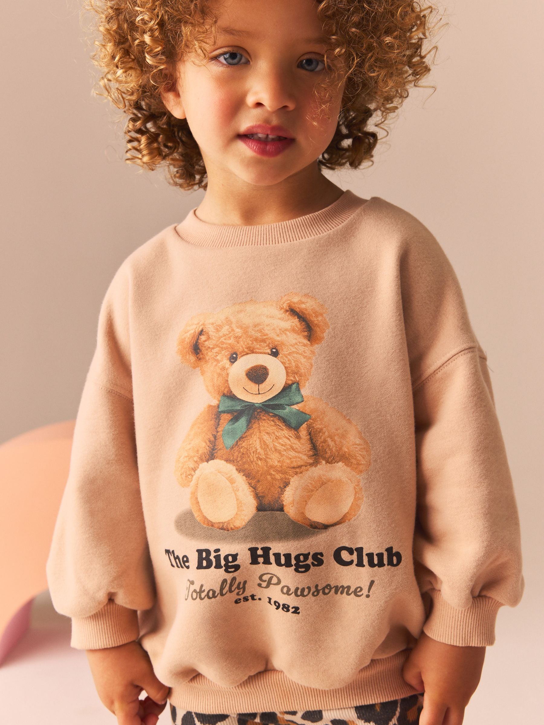 Brown Teddy Sweatshirt and Flare Leggings Set (3mths-7yrs)